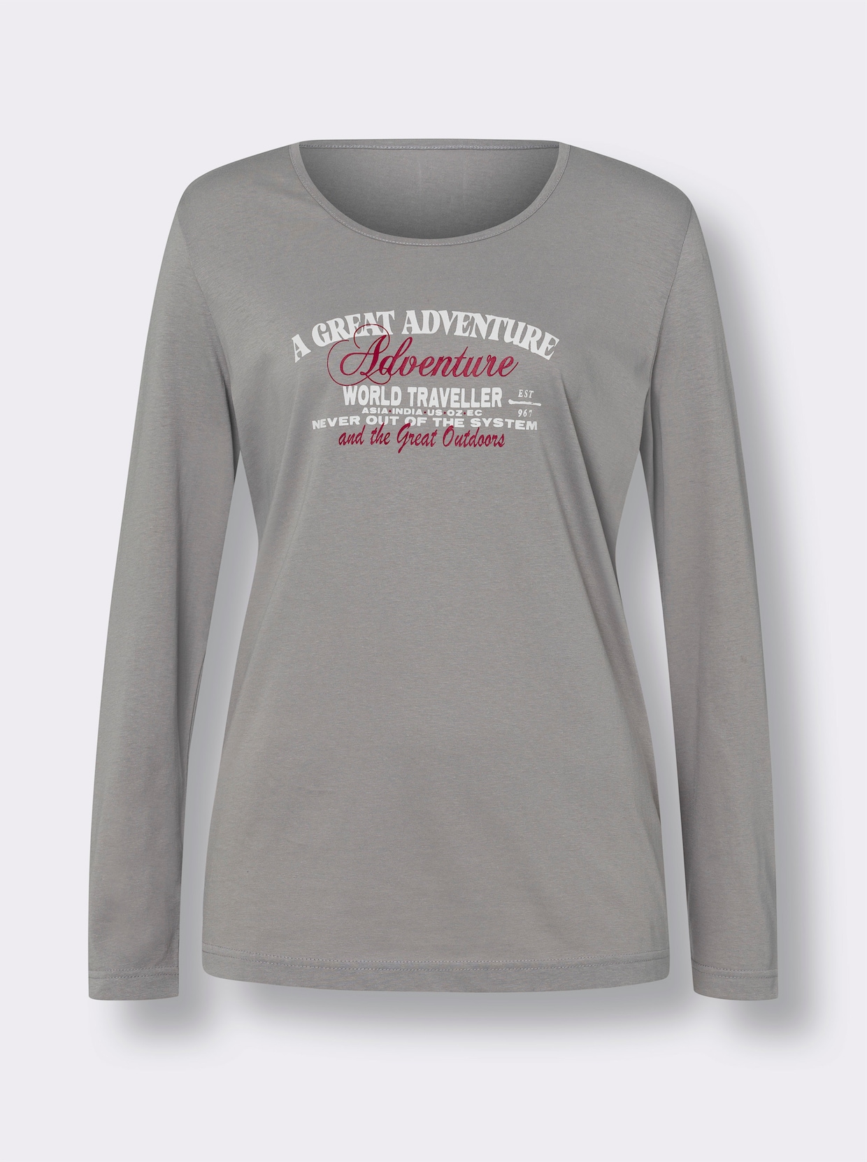 Shirt met lange mouwen - steengrijs/ecru bedrukt