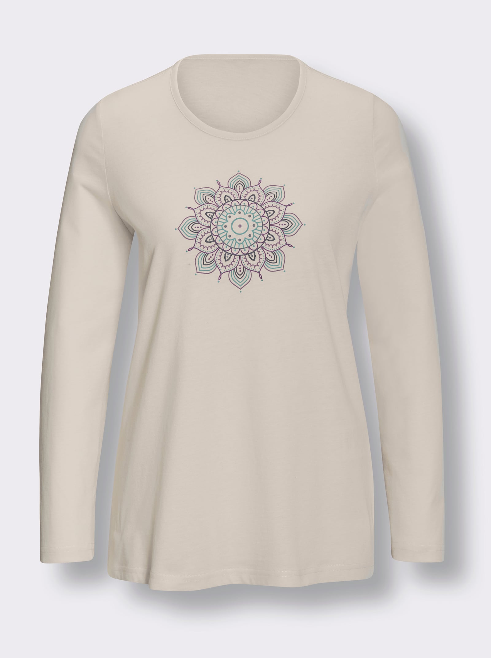 Comtessa Schlafanzug aus reiner Baumwolle - champagner-blaugrün-bedruckt