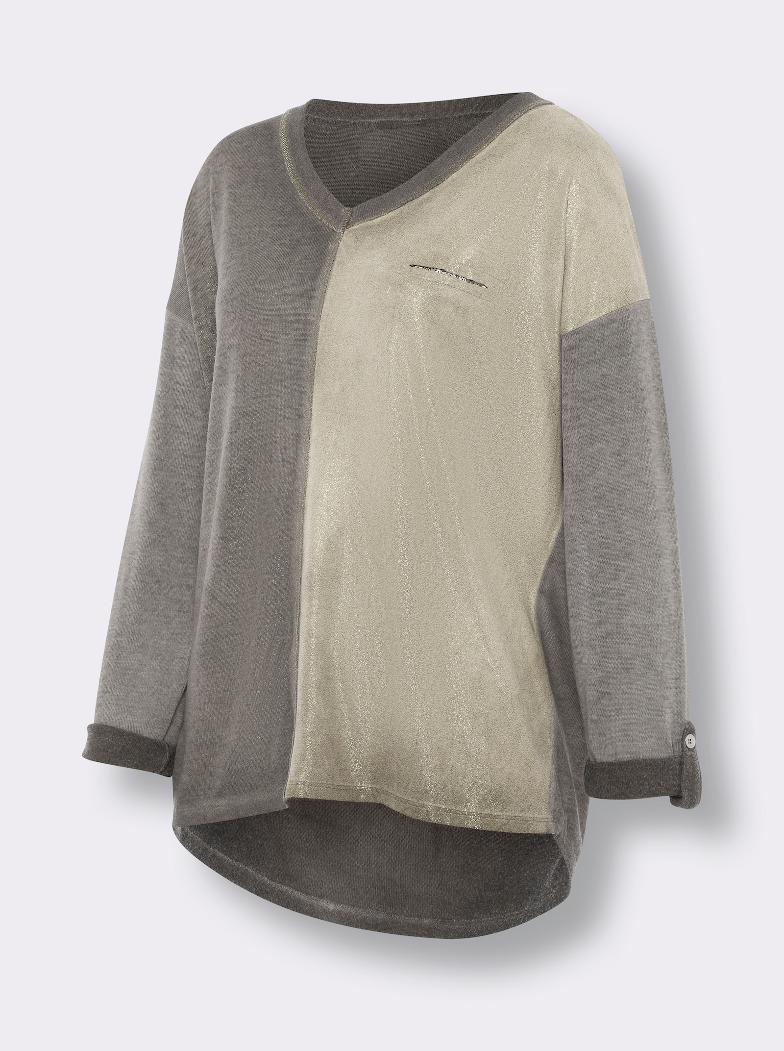 heine Shirt met lange mouwen en gestileerde borstzak - bruin