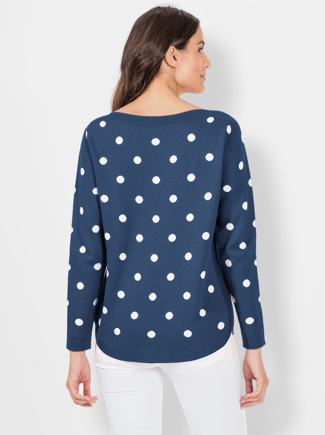 Pullover met lange mouwen - jeansblauw-ecru gedessineerd