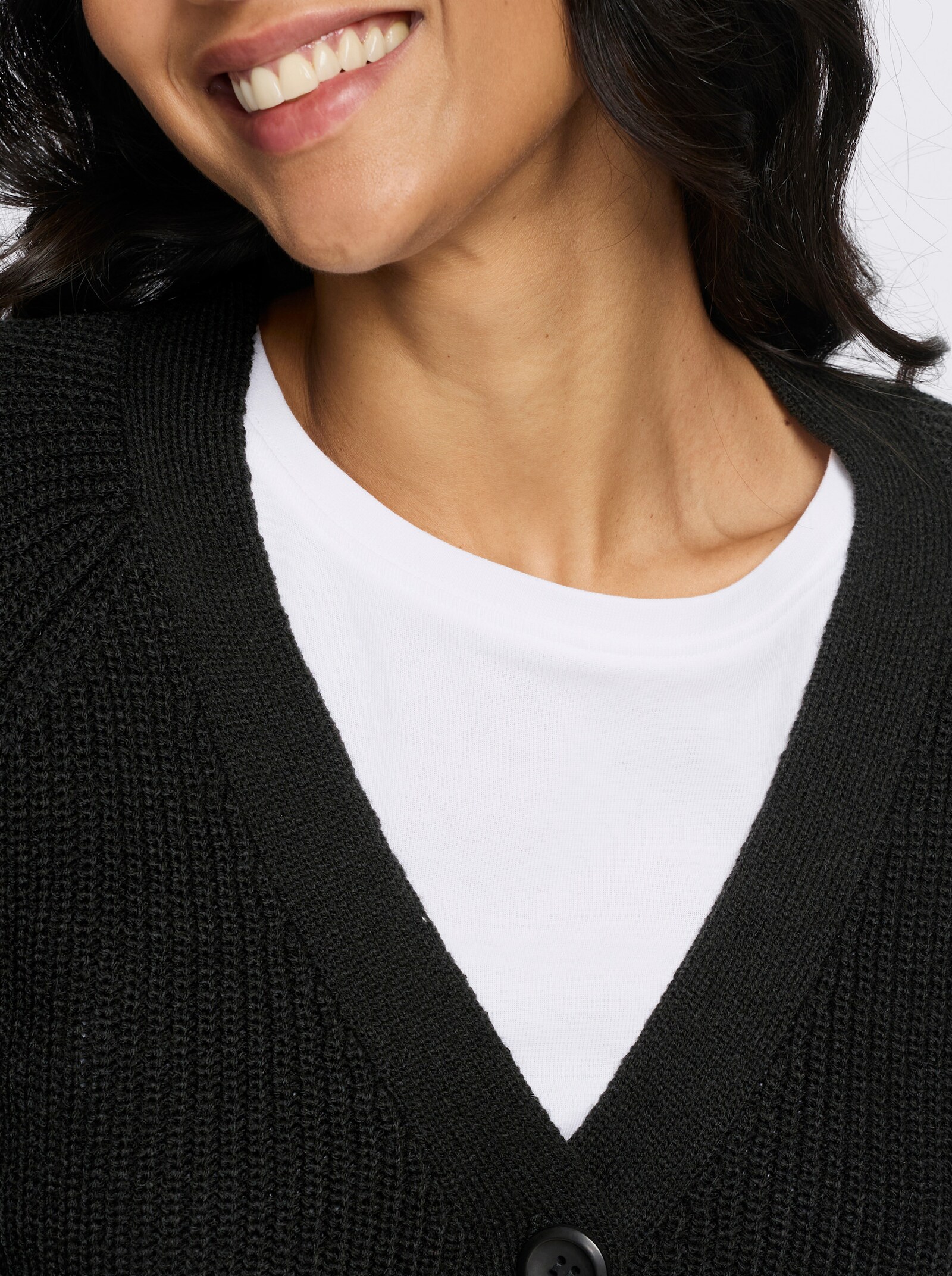 Strickjacke im Patentstrick - schwarz