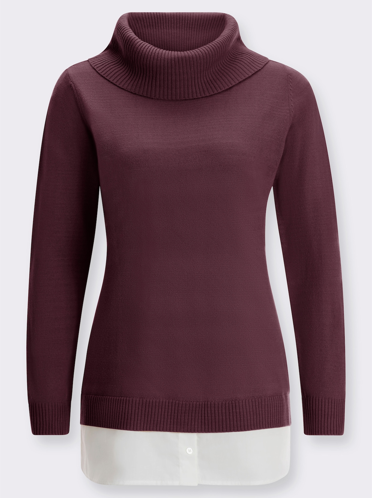 2-in-1-pullover - bordeaux/wit