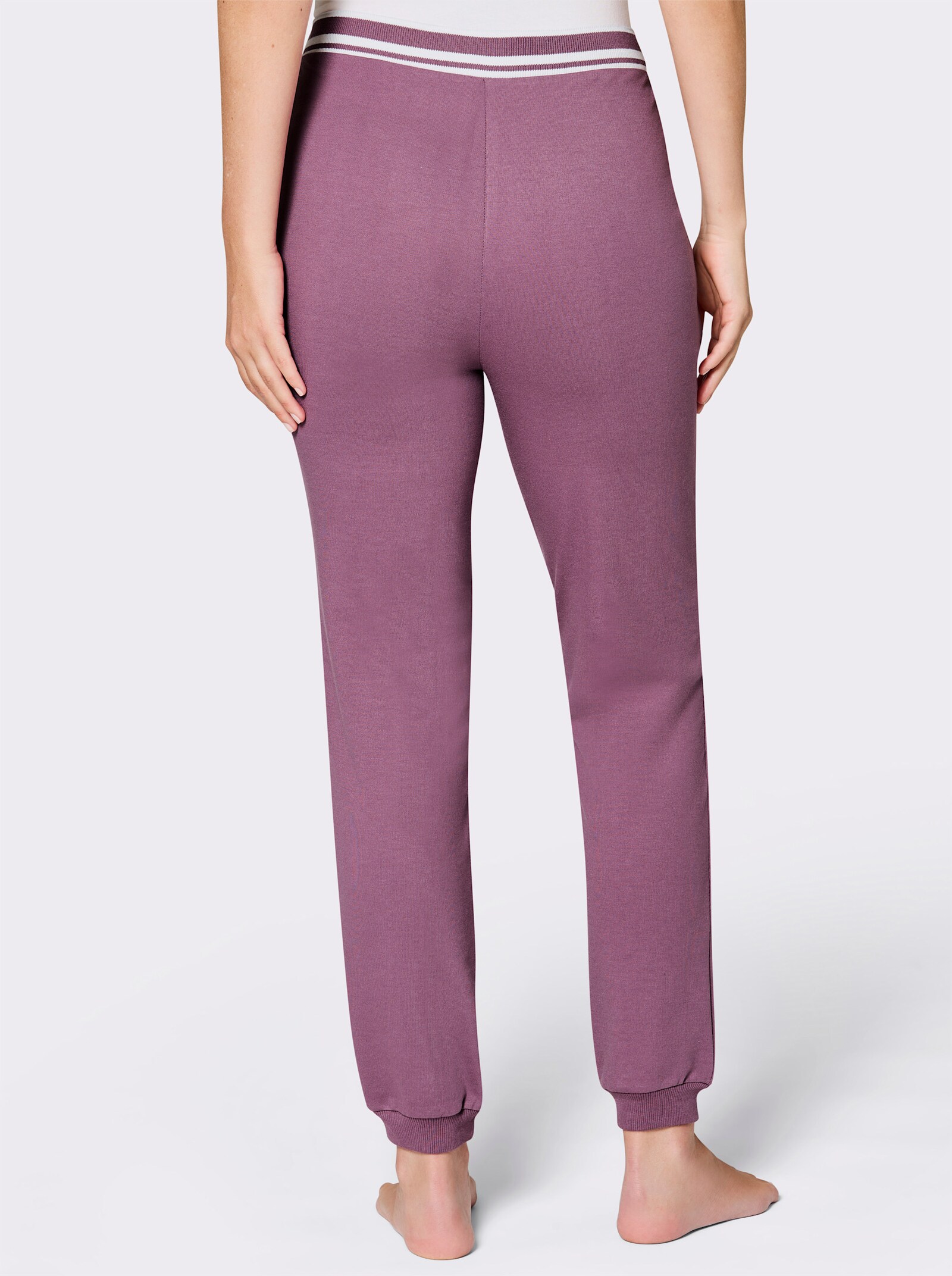feel good Dehnbund-Hose aus Sweatware - violett-weiß