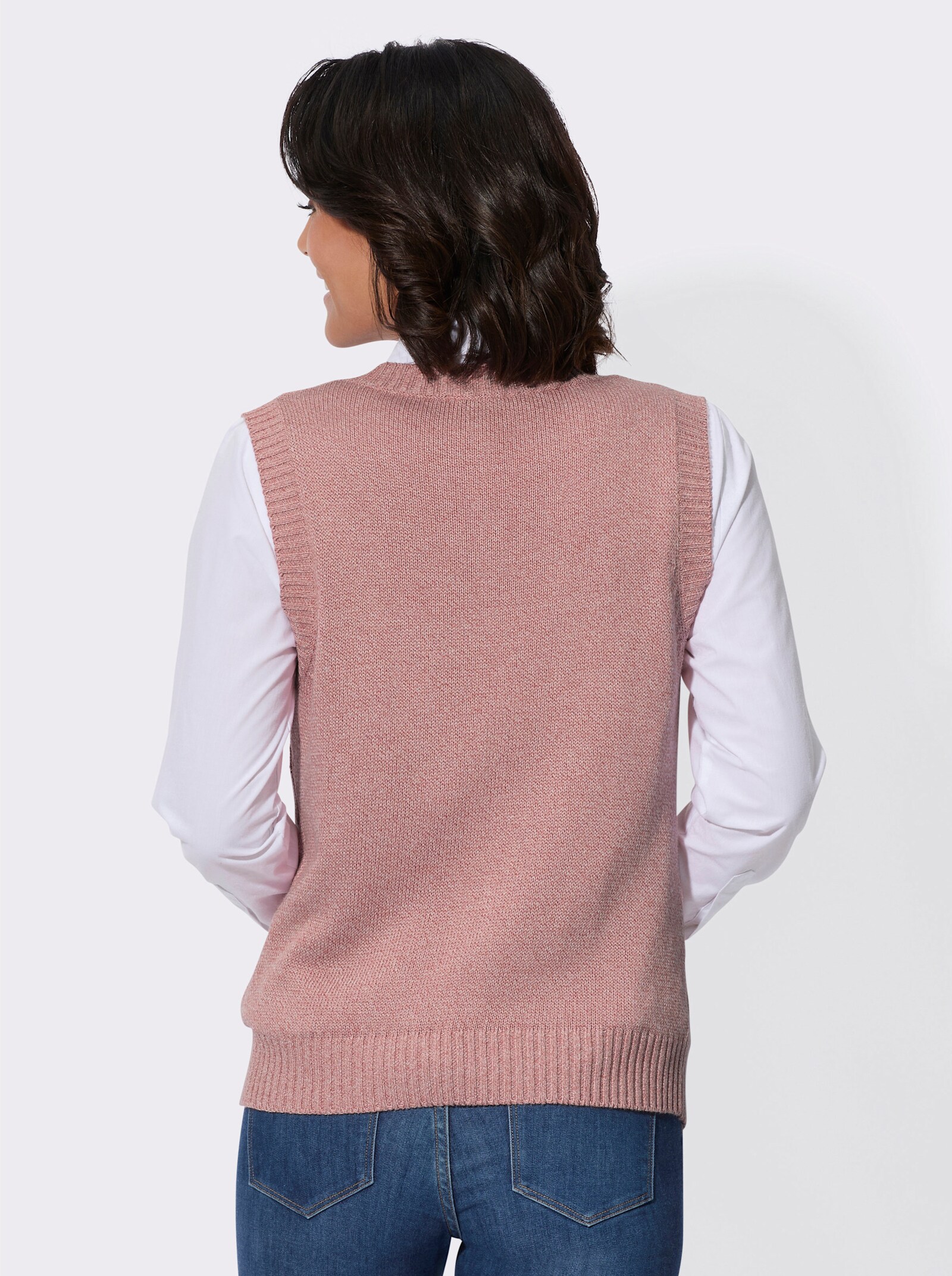 Pullunder mit V-Ausschnitt - rosenholz-ecru-meliert