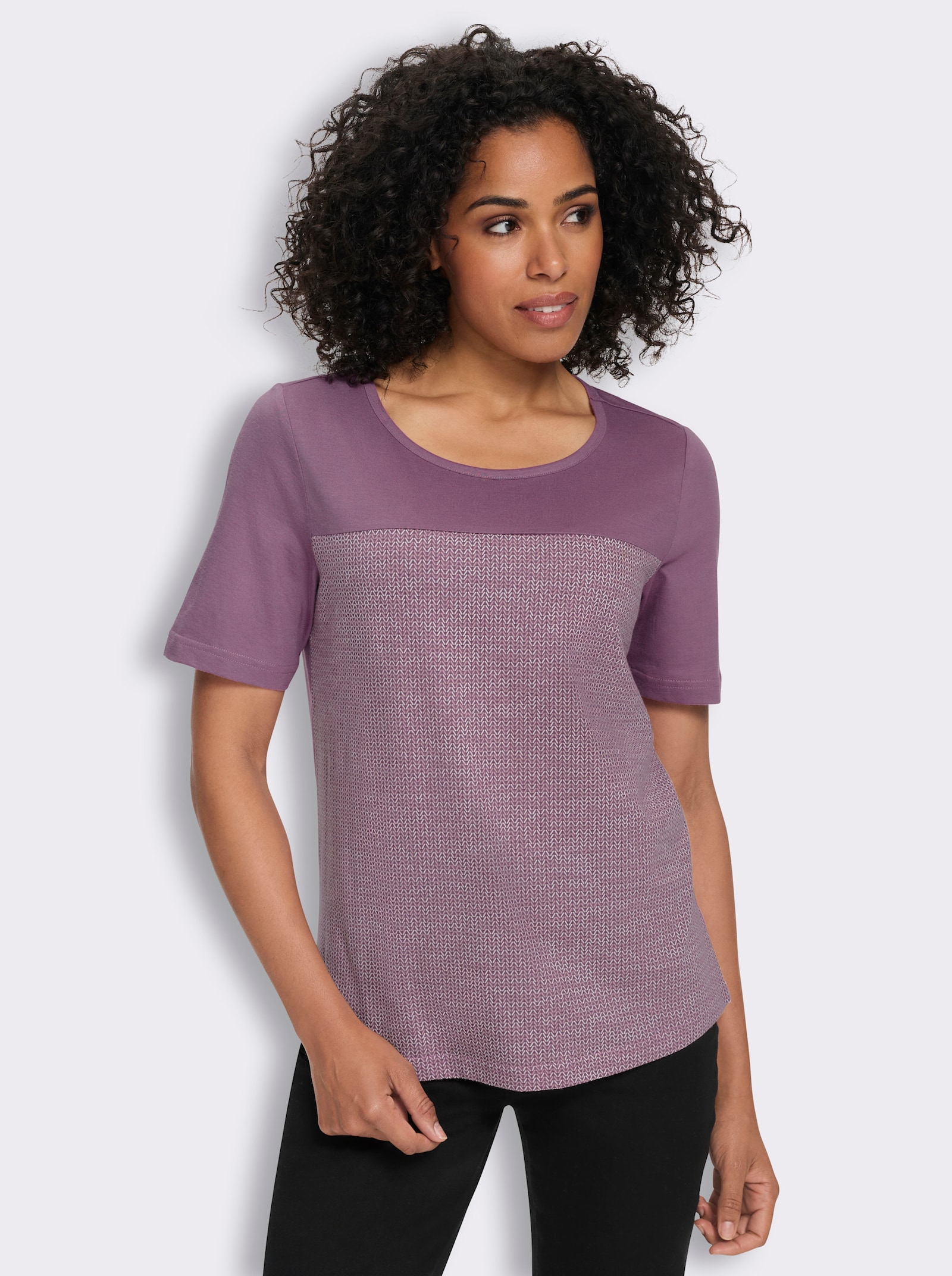 Shirt met korte mouwen in mêleelook - violet/mauve bedrukt