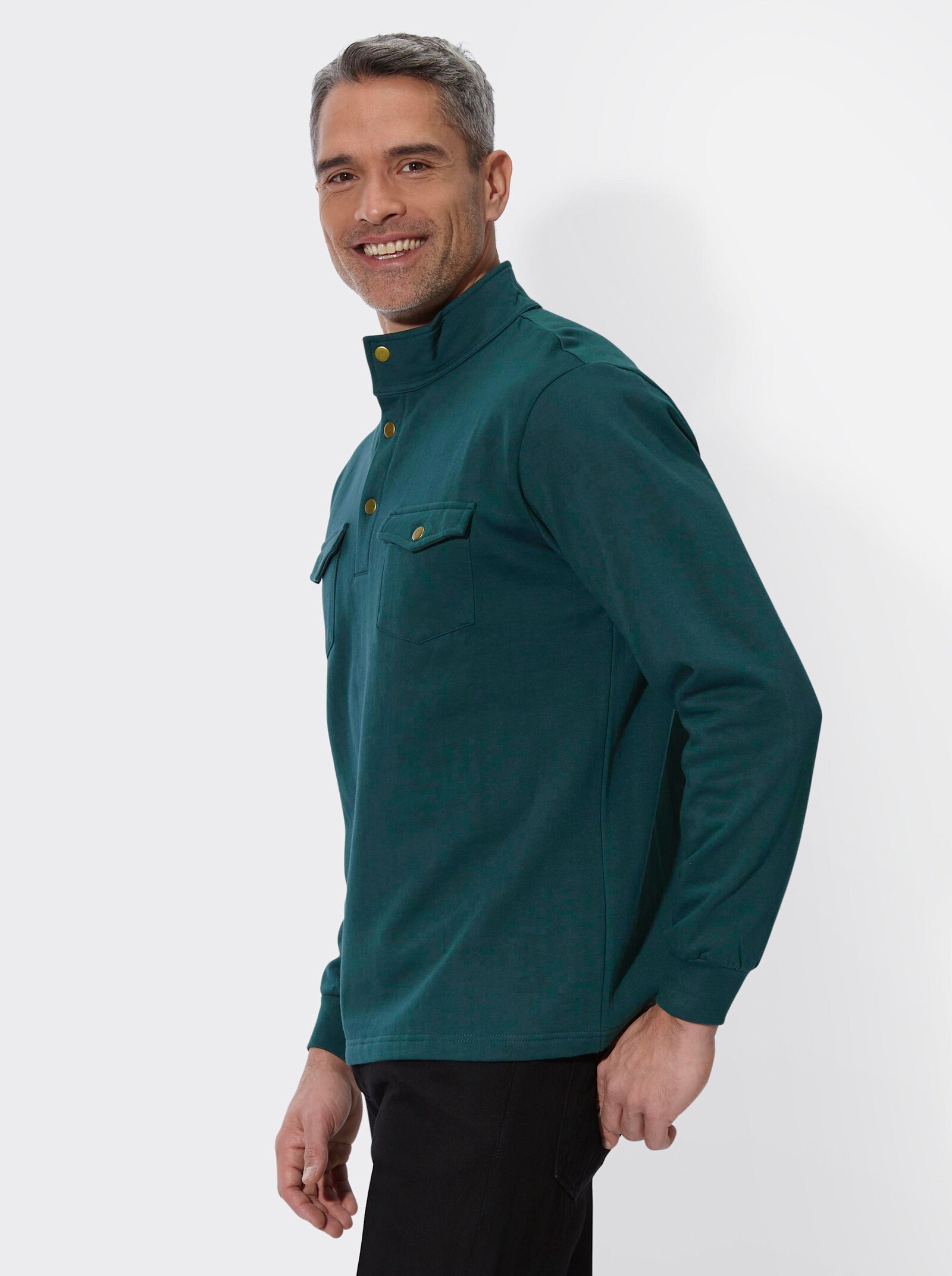 Sweatshirt mit Stehkragen - petrol