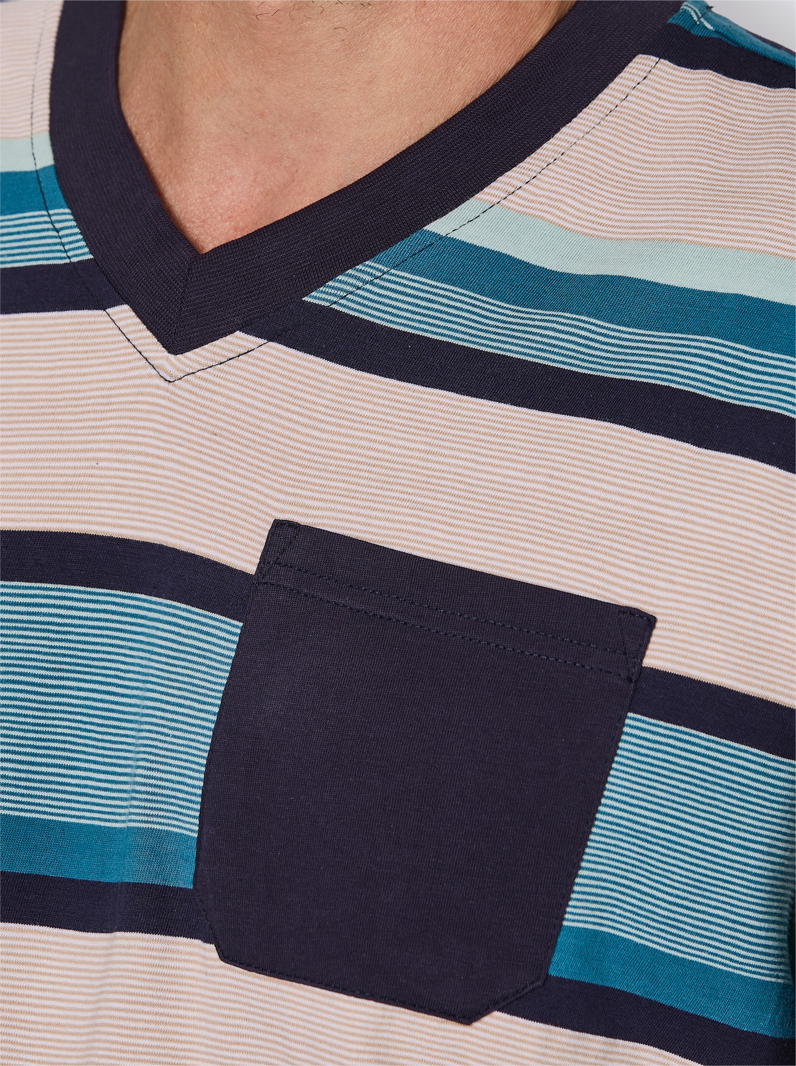wäschepur men Schlafanzug - marine-ecru-geringelt
