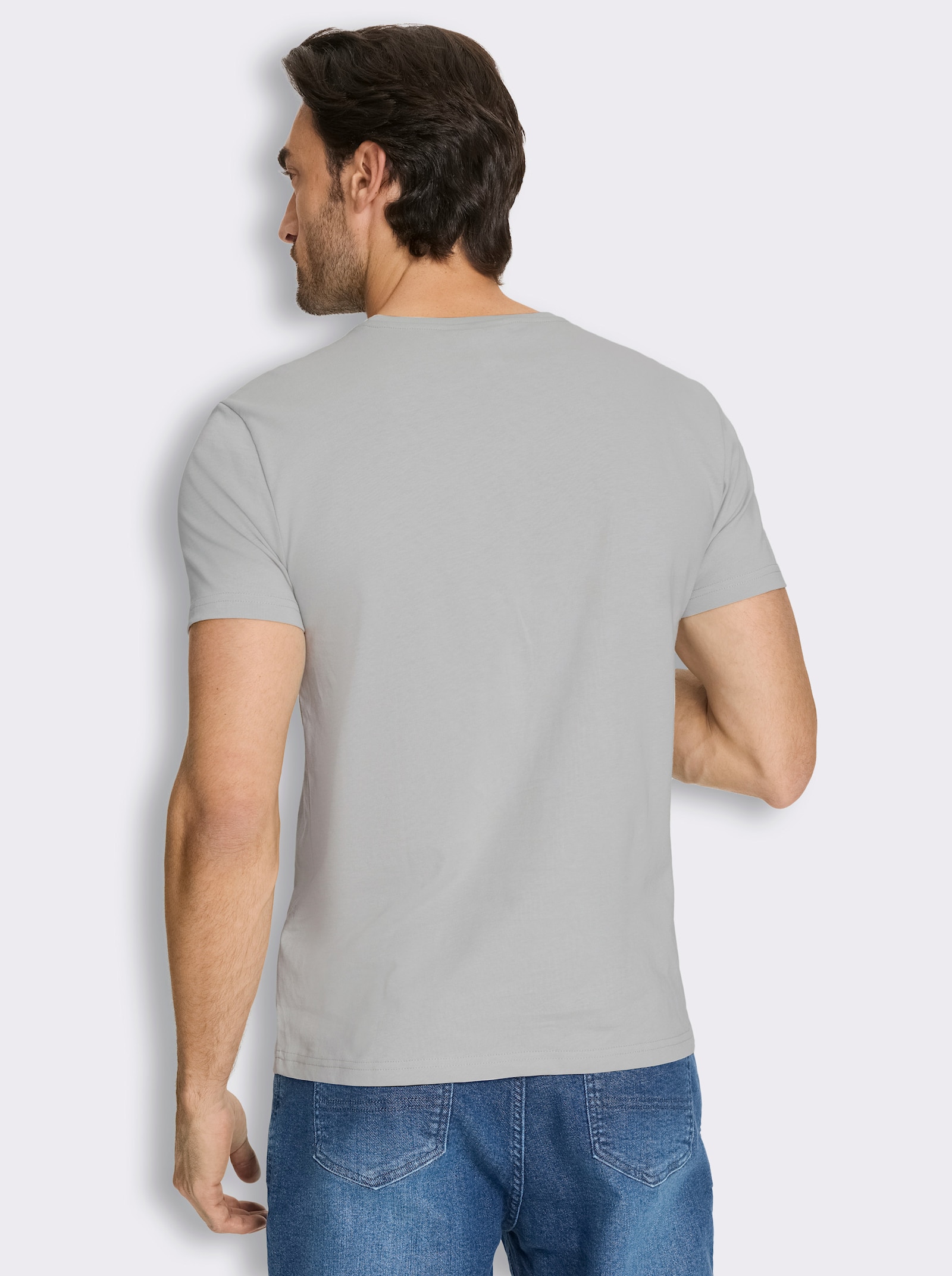Marco Donati Kurzarmshirt mit Gitarren-Print vorne - hellgrau-bedruckt