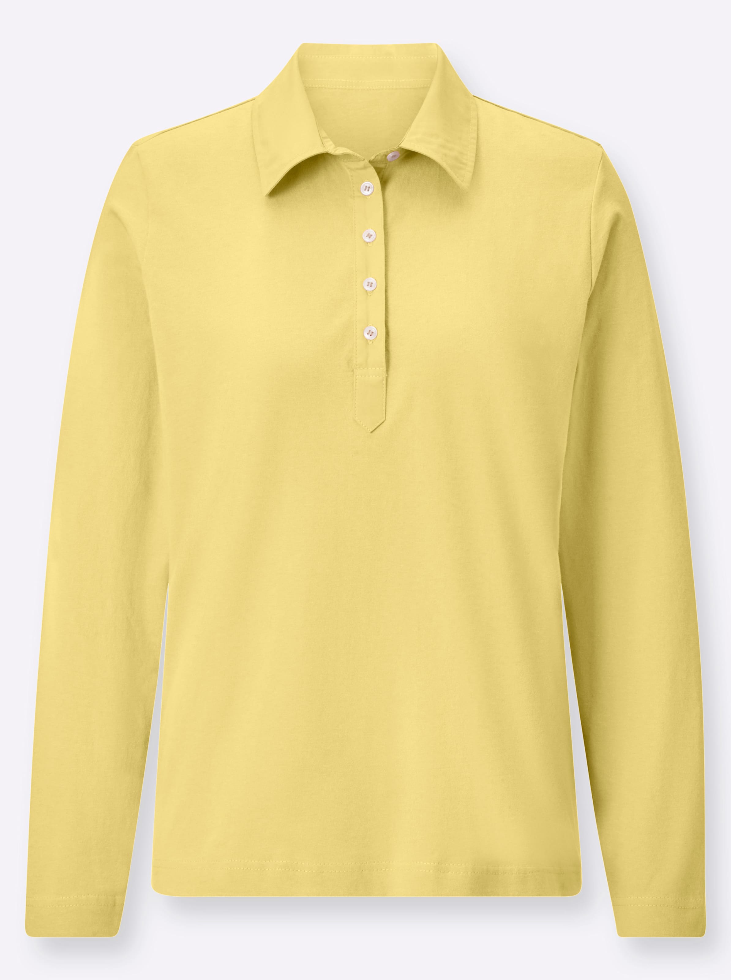 Sheego Damen Gelb Langarm-Poloshirt - Bild 2