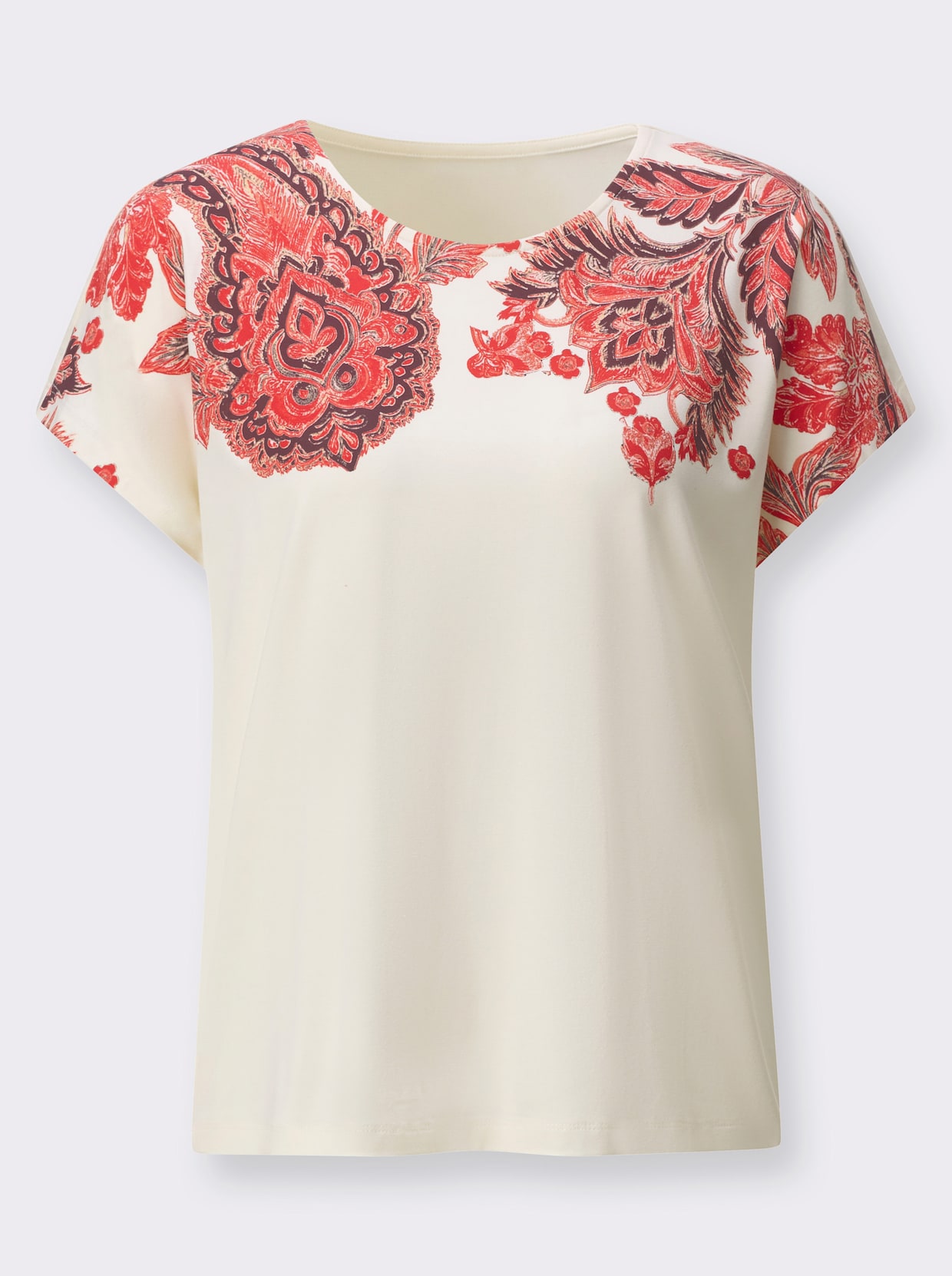Print-Shirt - champagner-koralle-bedruckt