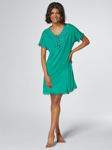 pastunette Strandtunika mit Bommeln - blaugrün