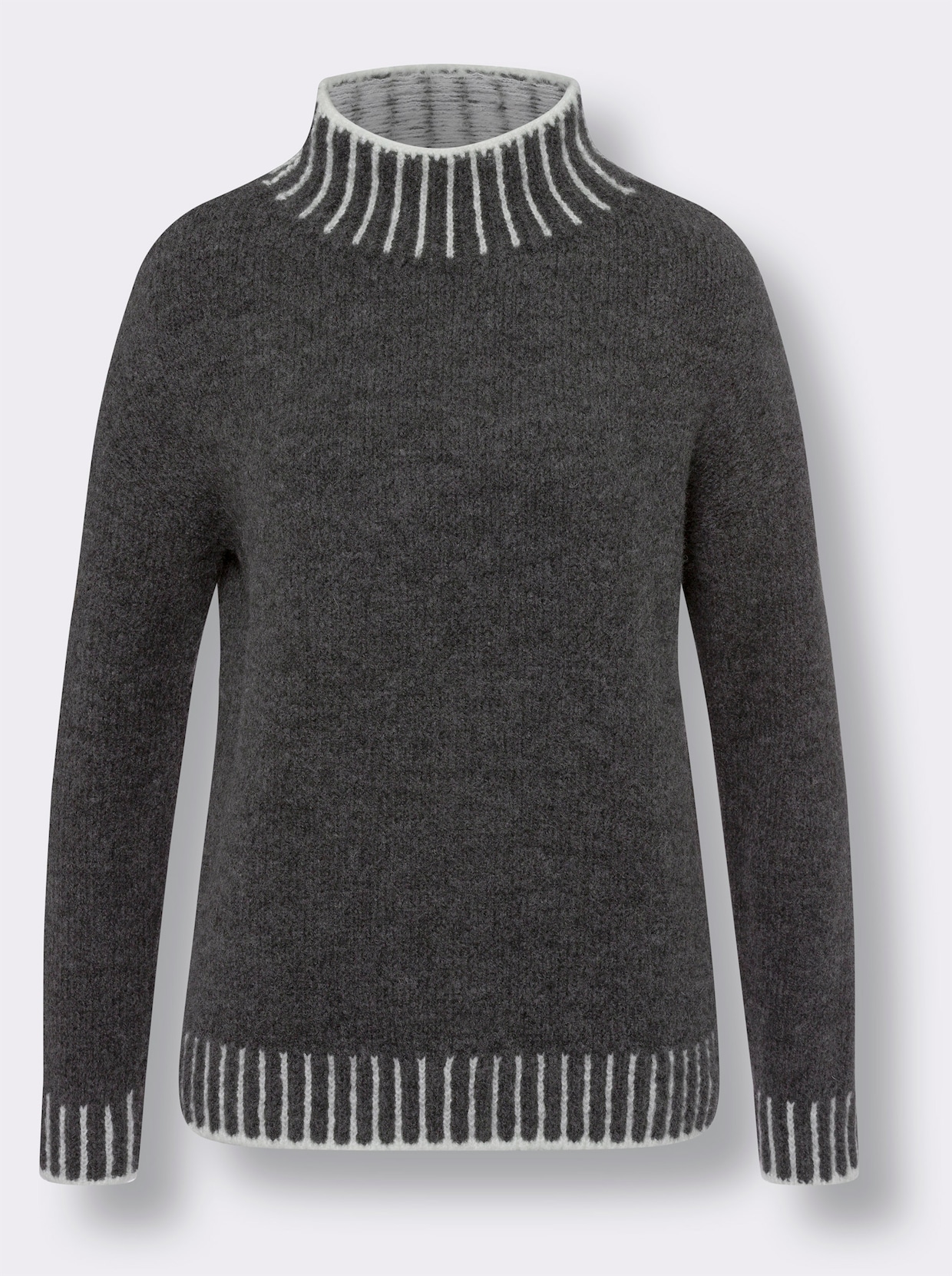 heine Stehkragenpullover - graphit-ecru-meliert