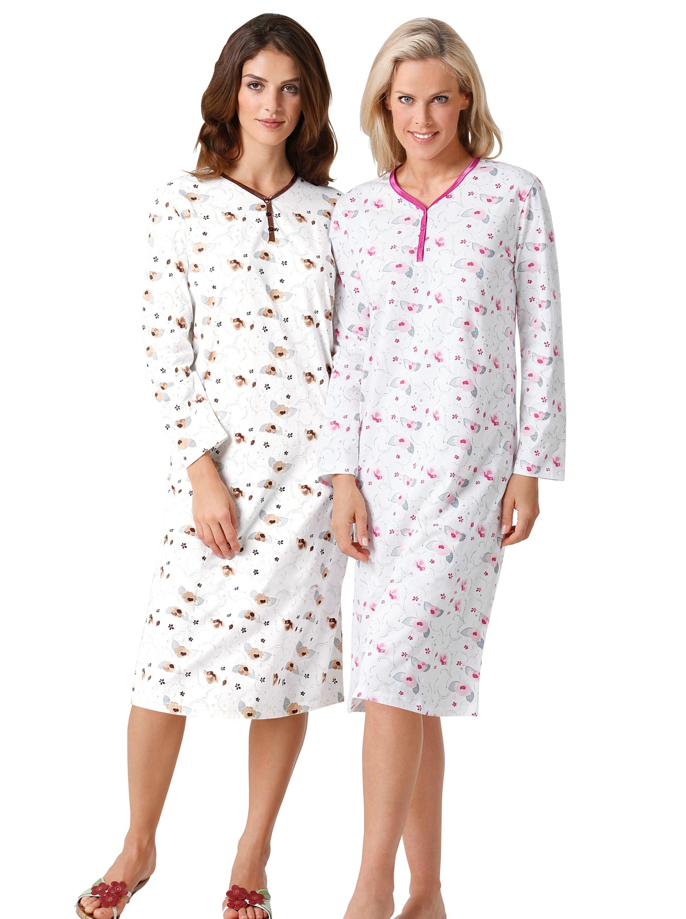 Nachthemden - rosé-bedruckt + sand-bedruckt