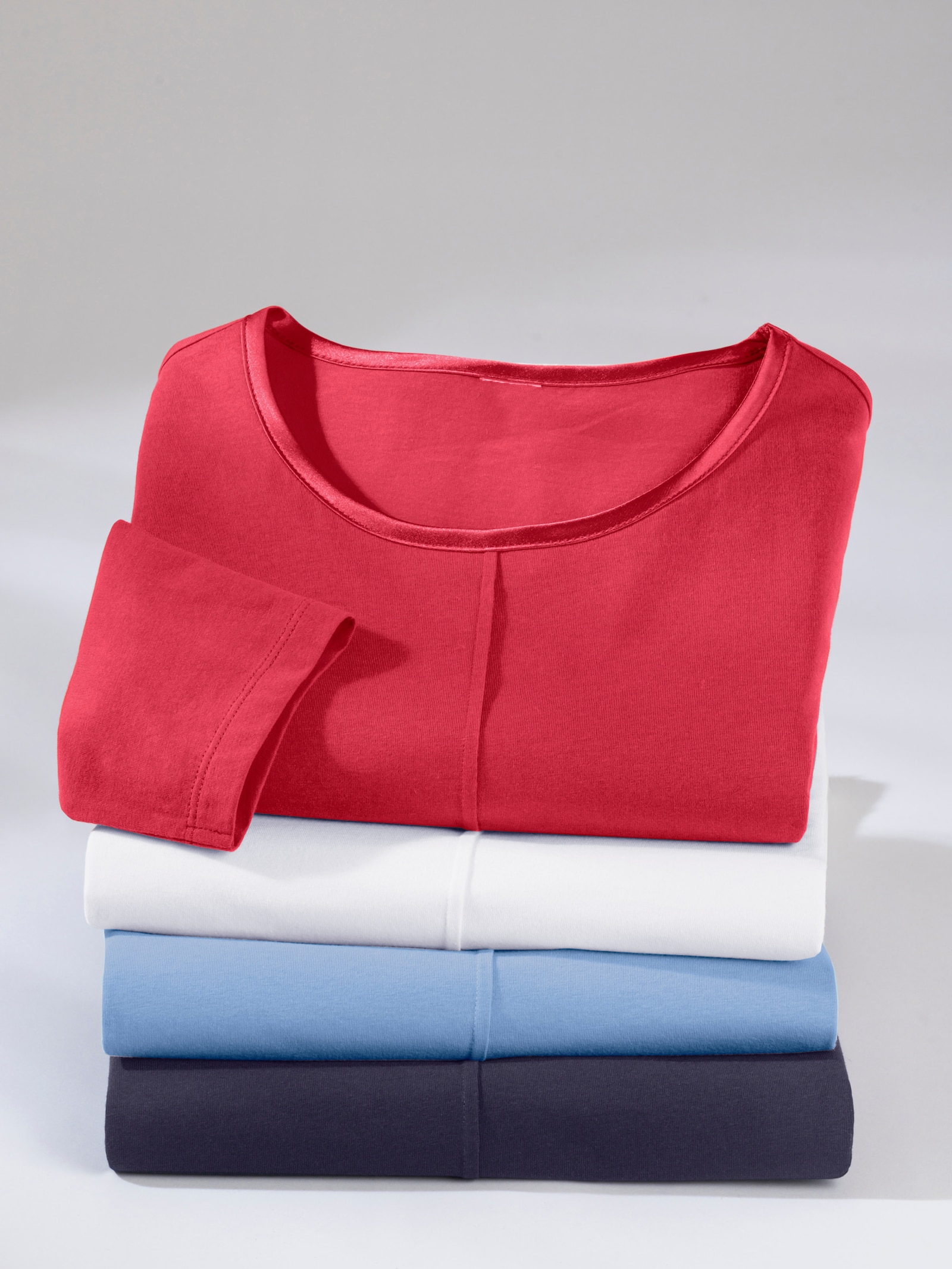 3/4-Arm-Shirt mit Satin-Paspelierung - himmelblau