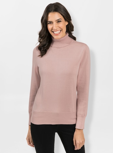 Rollkragenpullover in Feinstrick-Qualität - puder