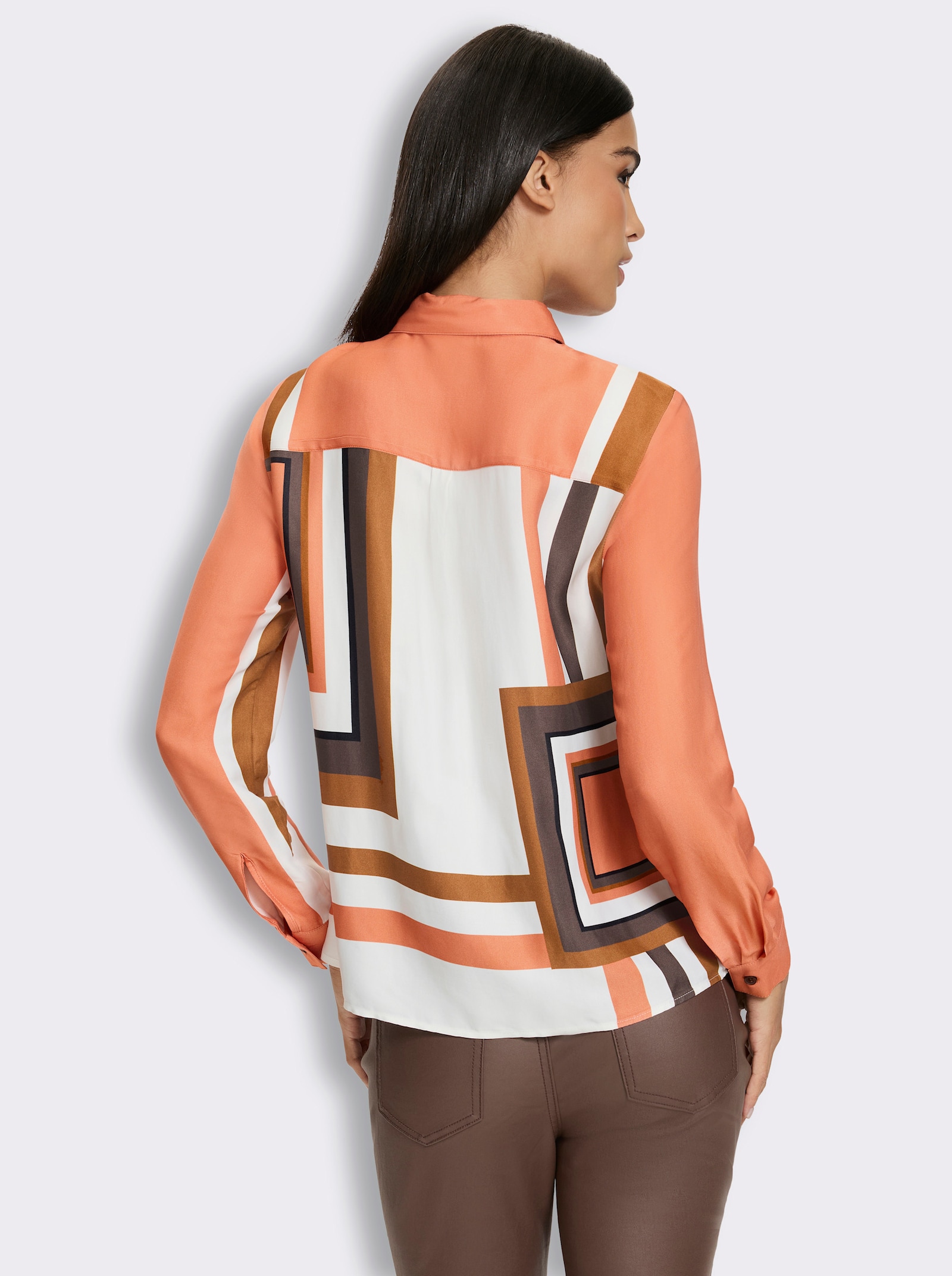 heine Druckbluse mit grafischem Dessin - cognac-schoko-bedruckt