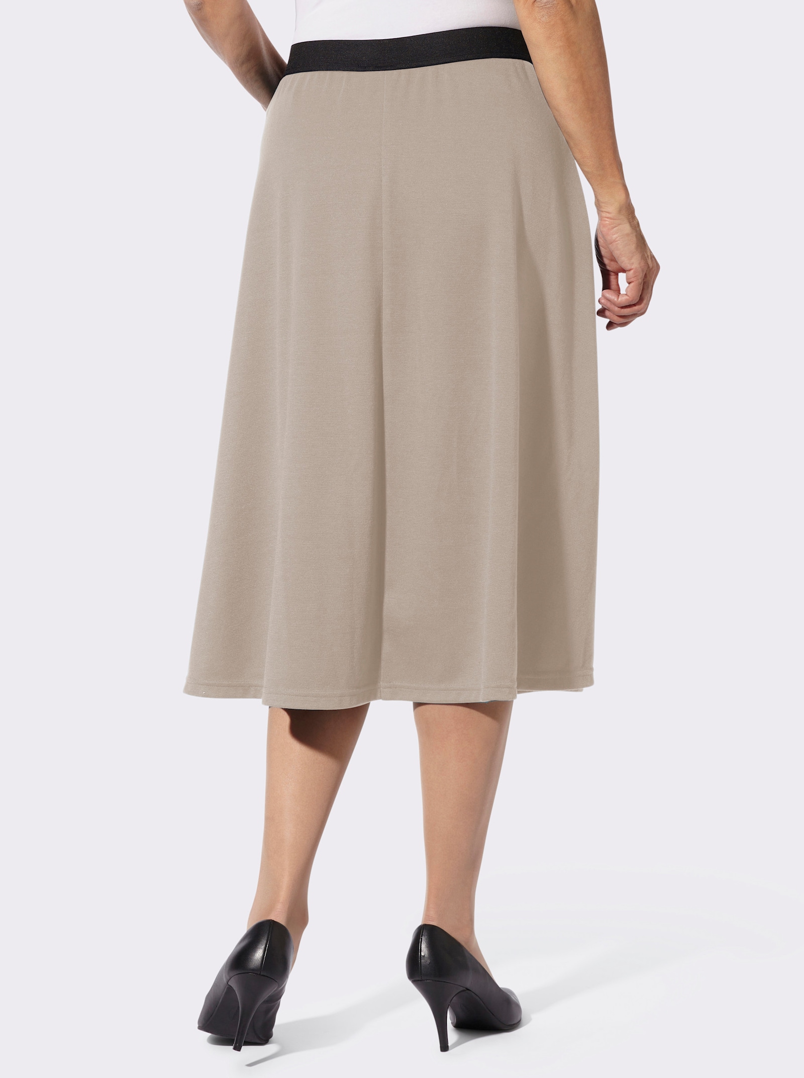 Jerseyrock mit Kontrastbund - dunkeltaupe + sesam