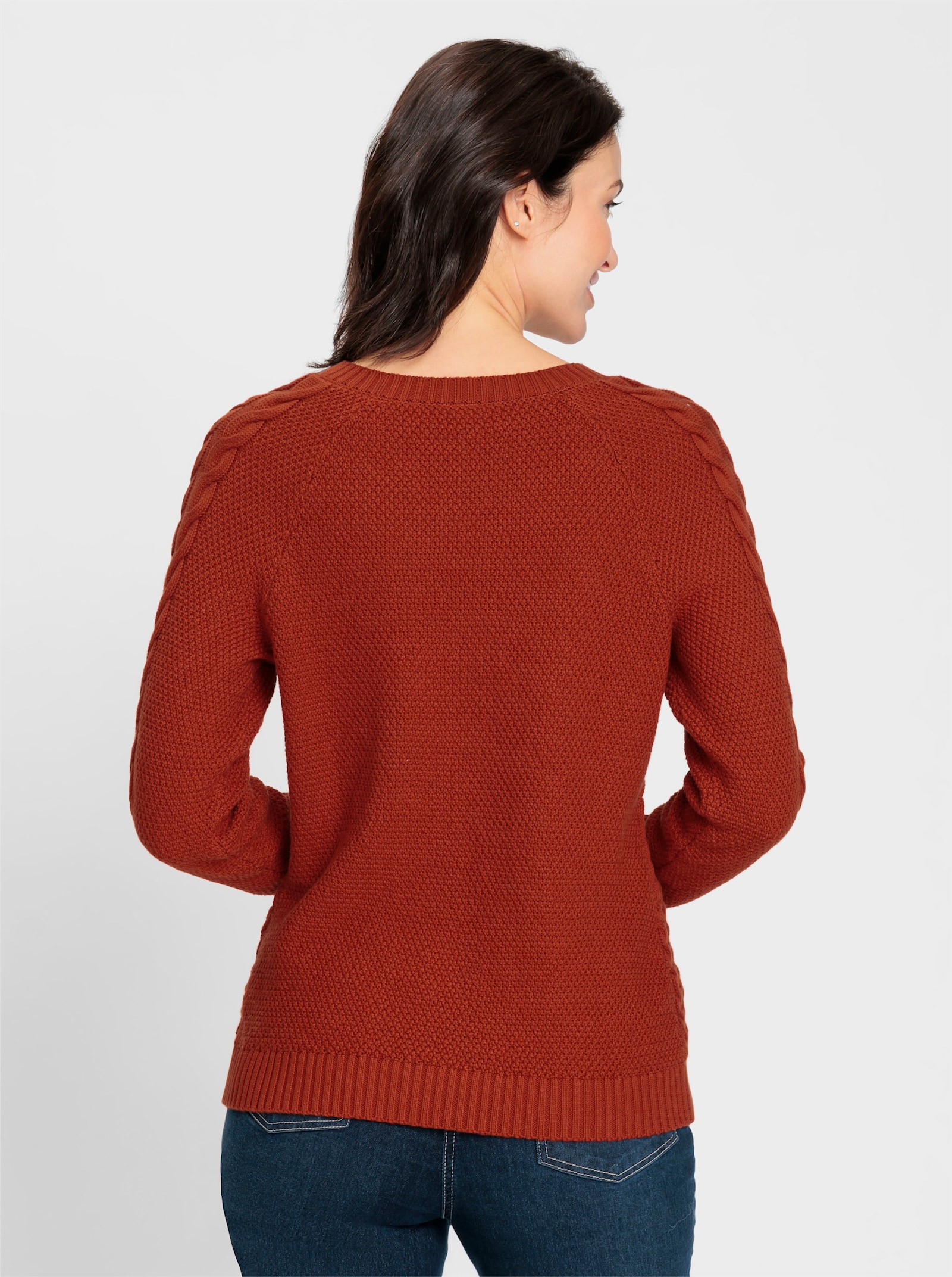 Strickpullover im Mustermix - rostrot