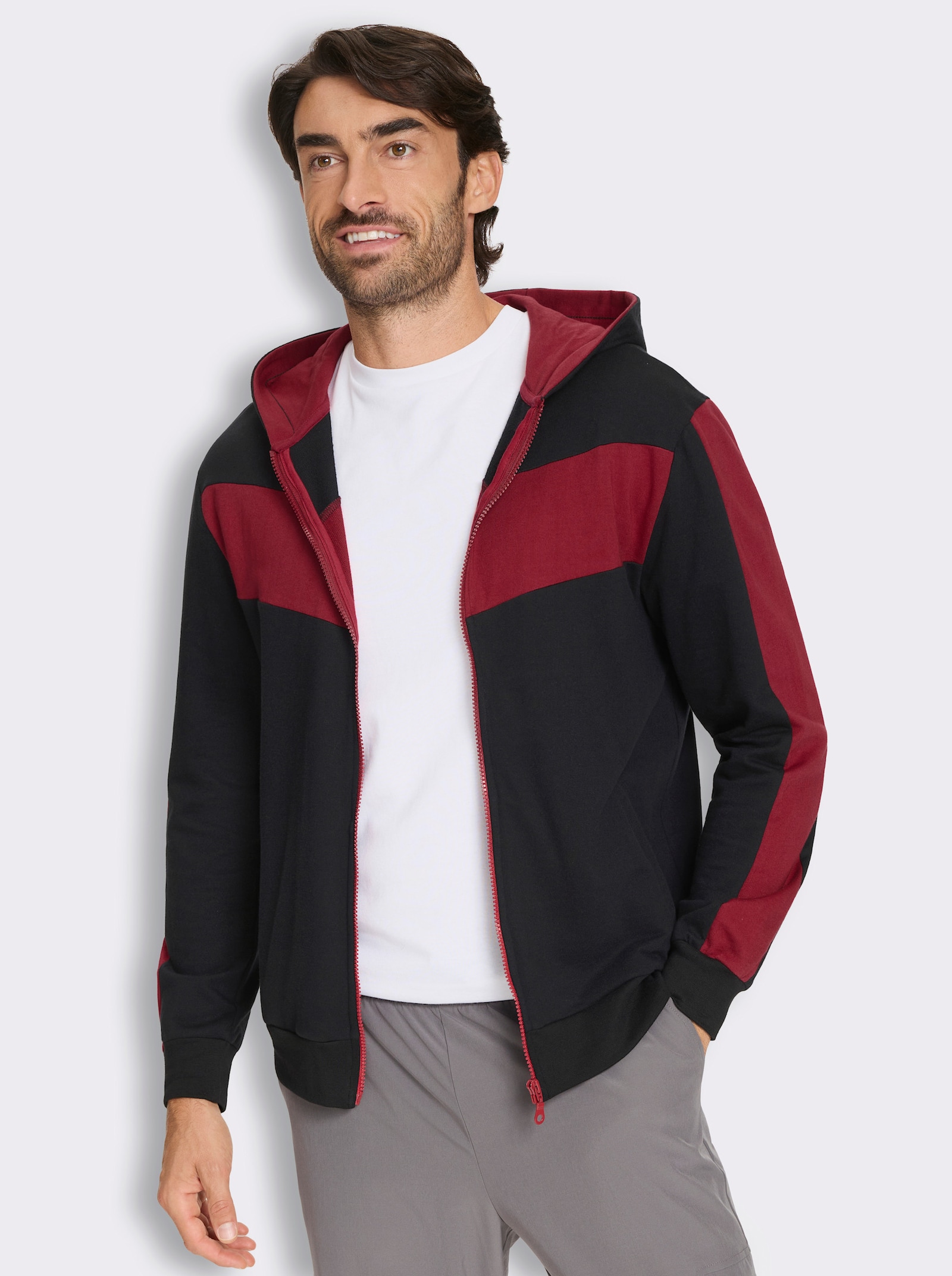 Catamaran Sports Sweatjacke mit Kapuze - schwarz-kirsche
