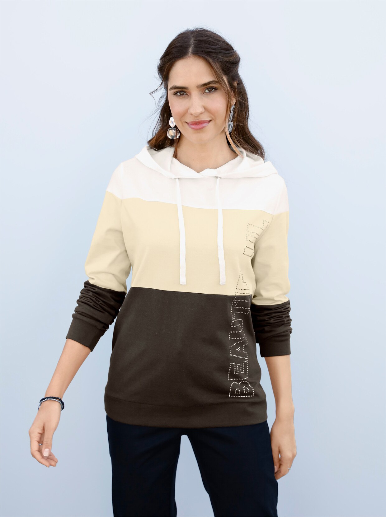 Shirt met capuchon - grafiet/ecru