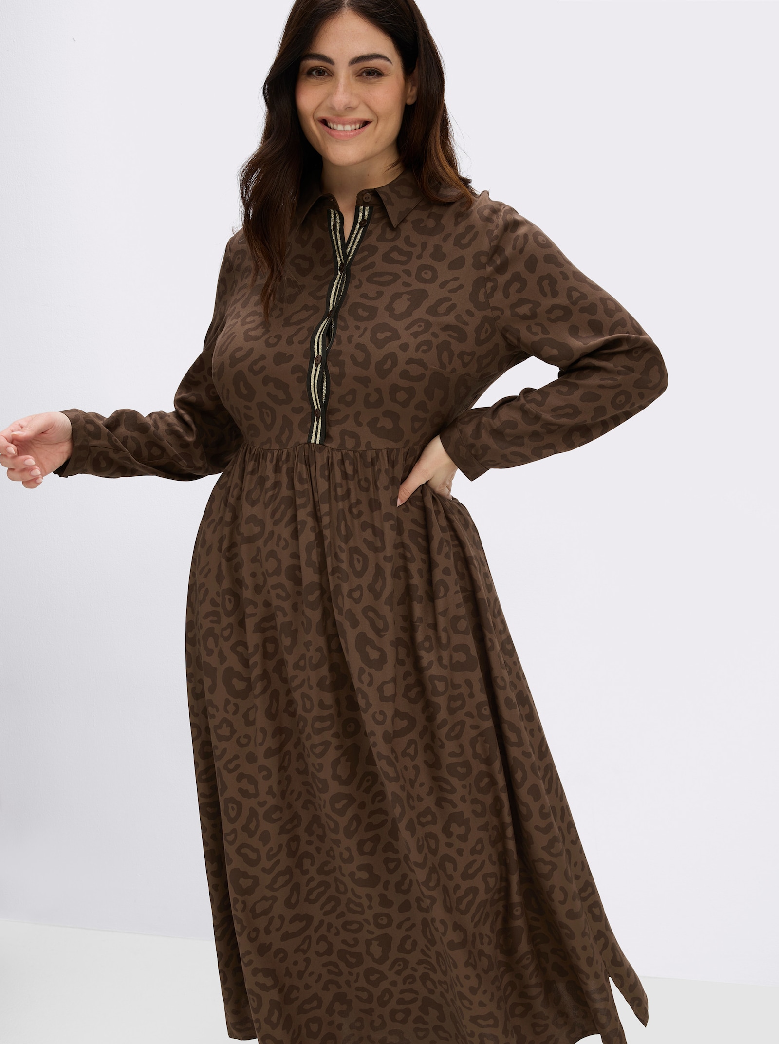 sheego A-Linien-Kleid mit Leoprint - schoko-gemustert