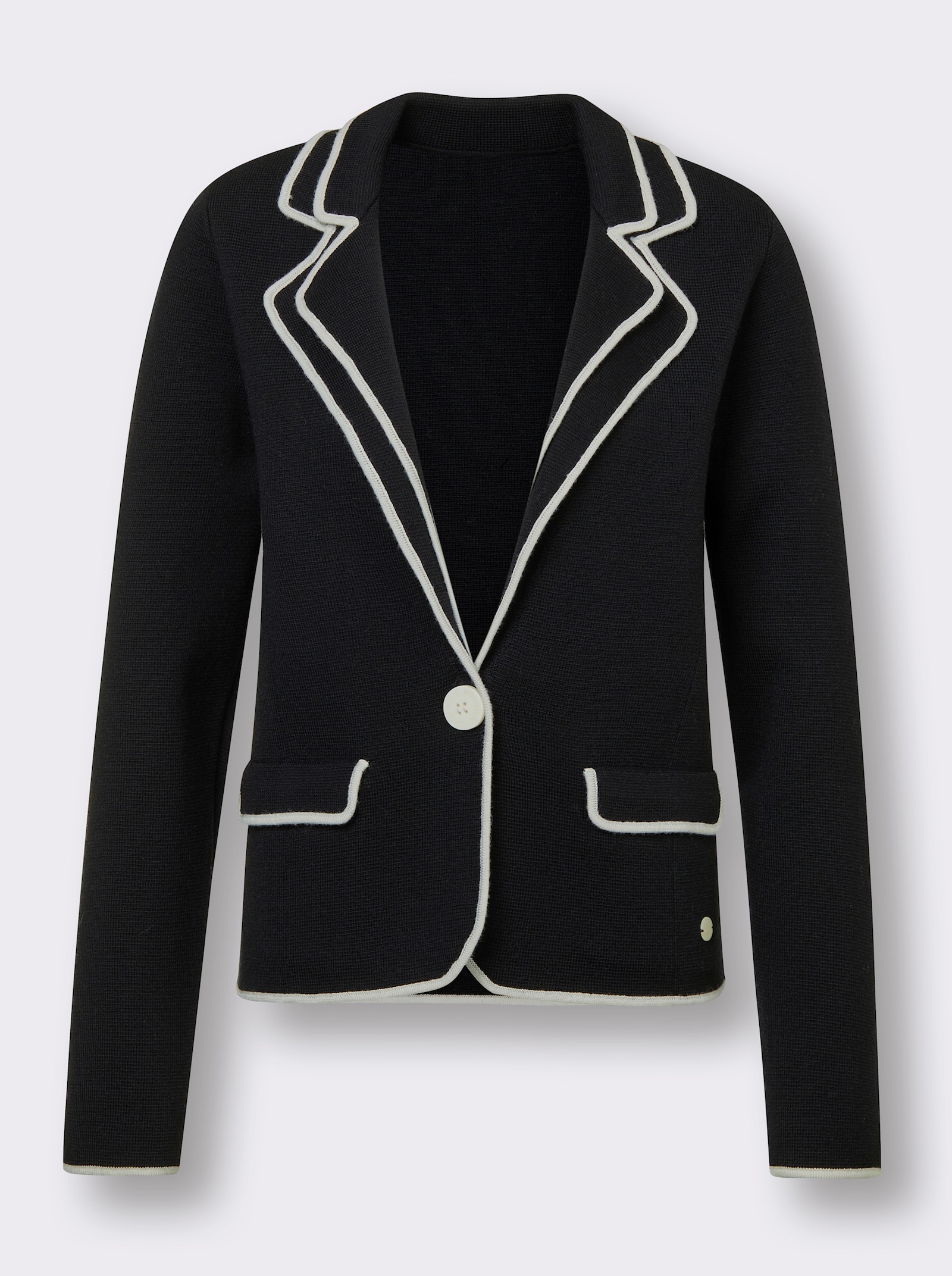 CREATION L PREMIUM Strickjacke aus reiner Merino-Wolle - schwarz