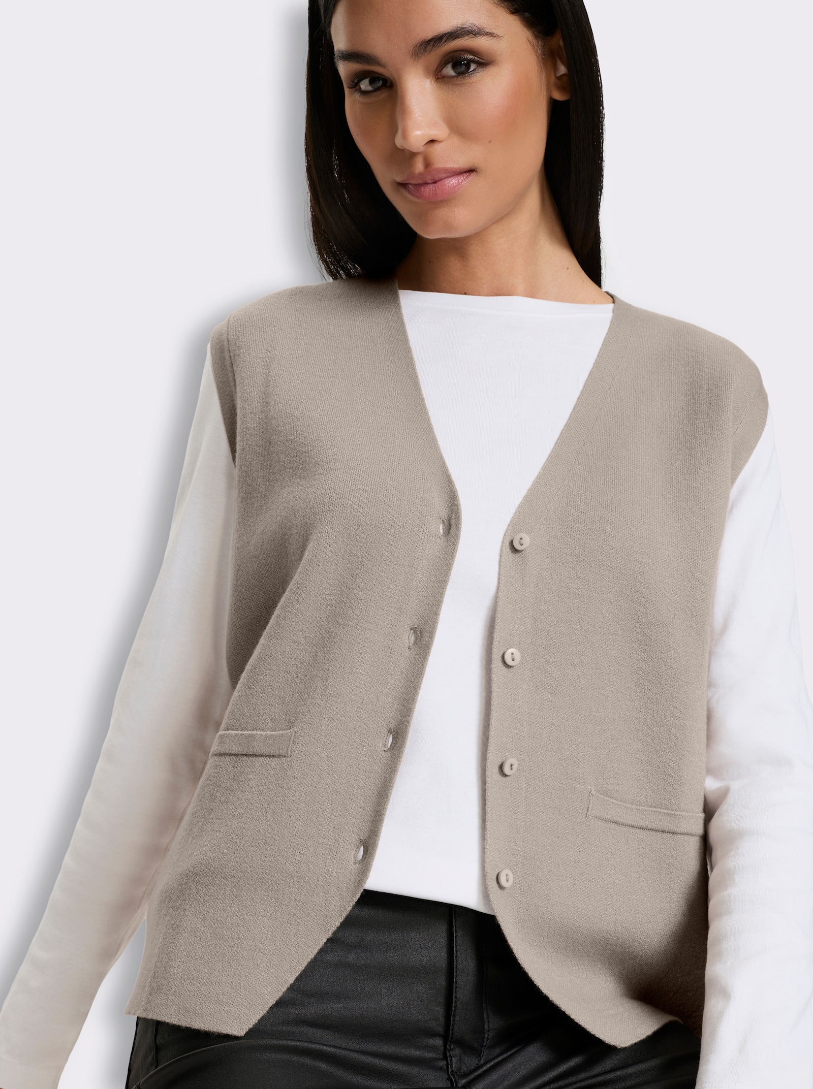 heine Strickweste mit imitierten Taschen - sesam