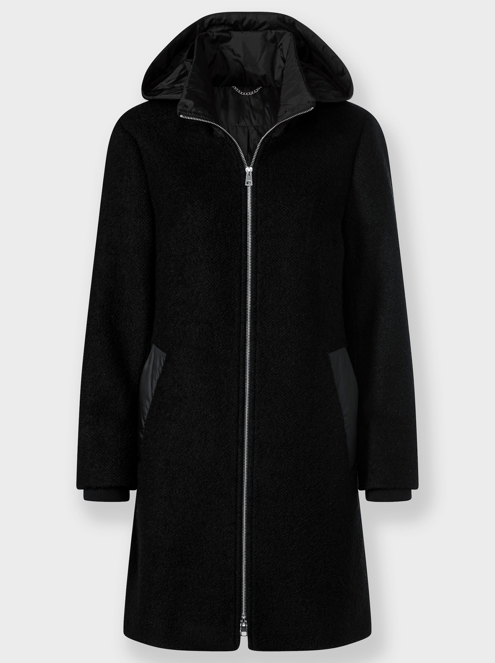 heine Wollmantel mit gesteppten Taschen - schwarz