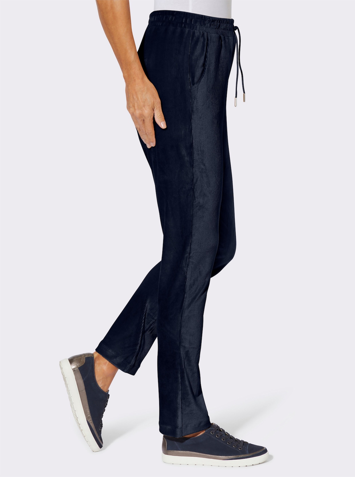 Schlupfhose in Cord-Qualität, pflegeleicht - marine