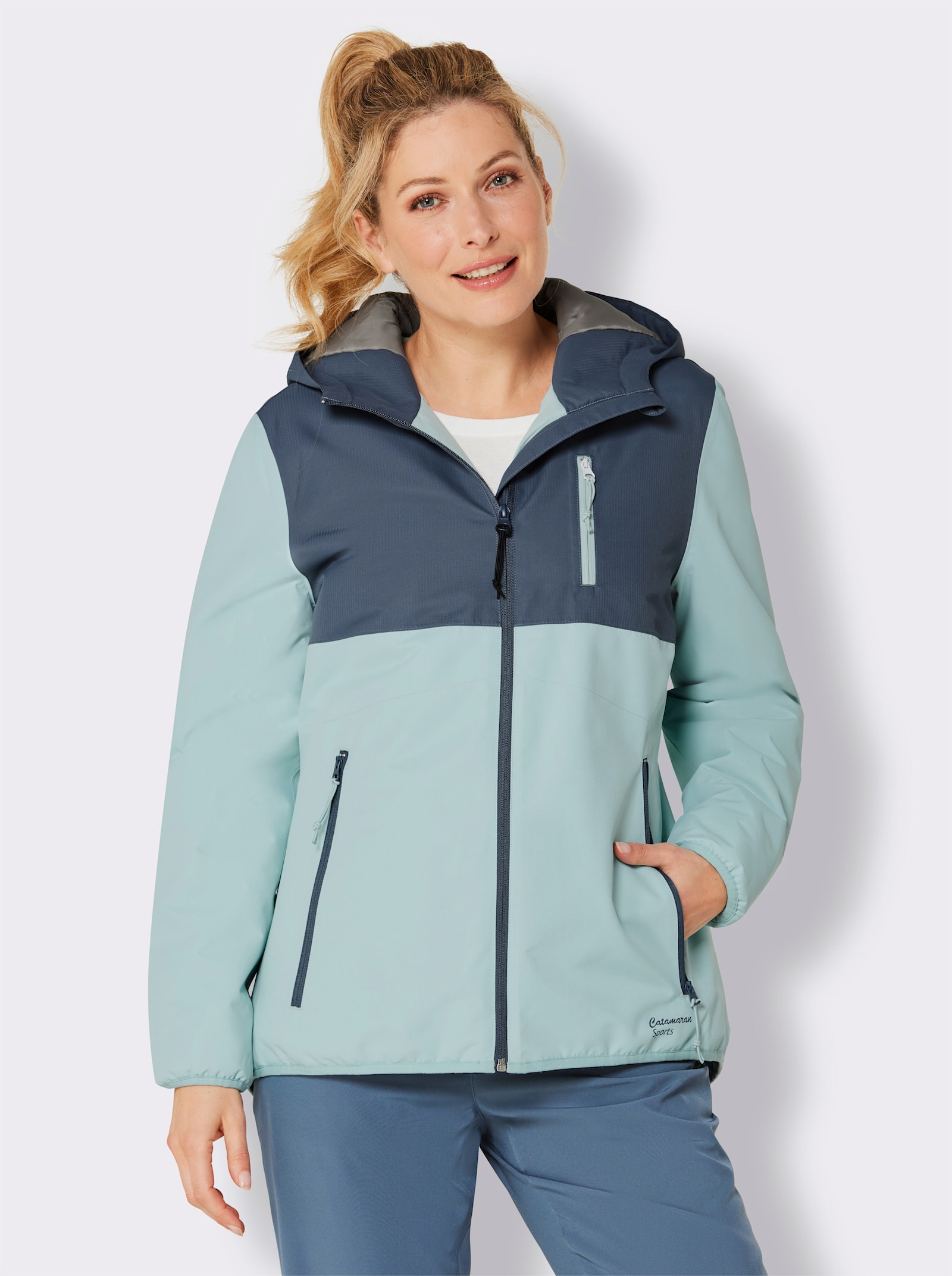 Catamaran Sports Funktionsjacke in wärmender Qualität - rauchblau-mint