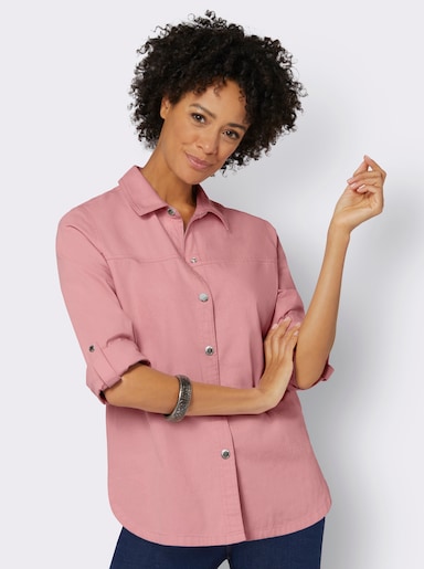 Hemdbluse mit krempelbaren Ärmeln - rosenquarz