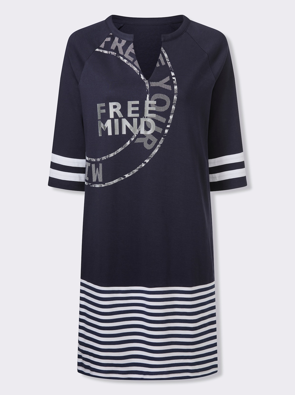 Sweatkleid - marine-weiß