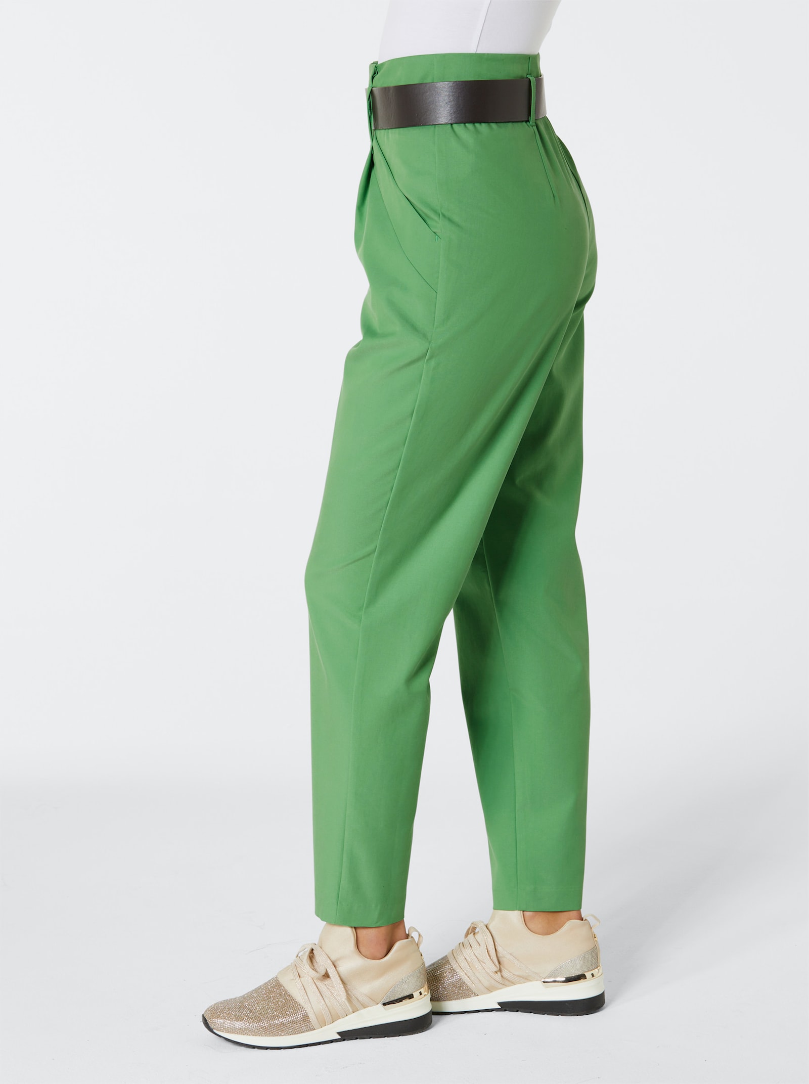 Bundfaltenhose in gewebter Qualität - apfel