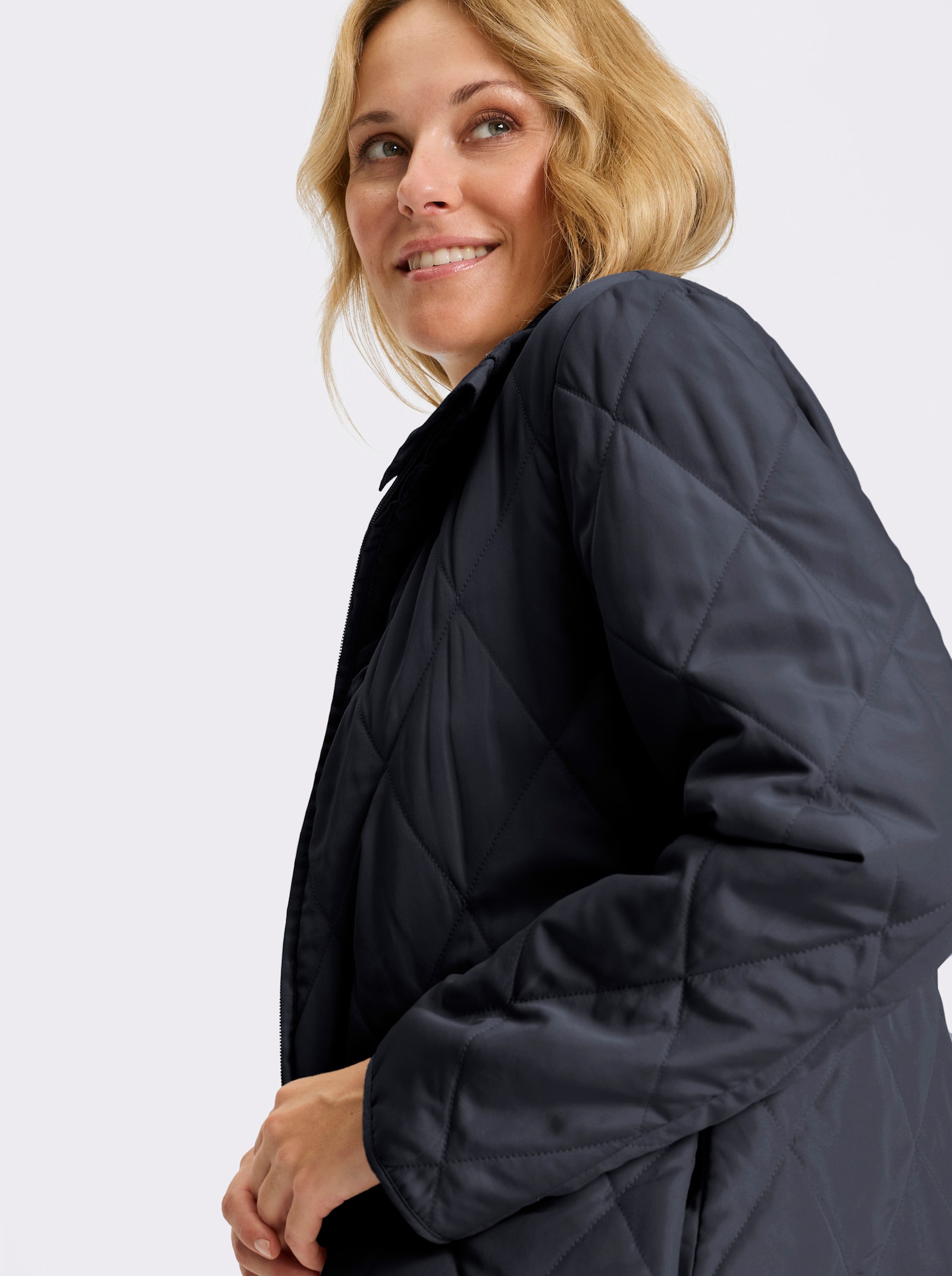 Longjacke mit Rautensteppung - marine