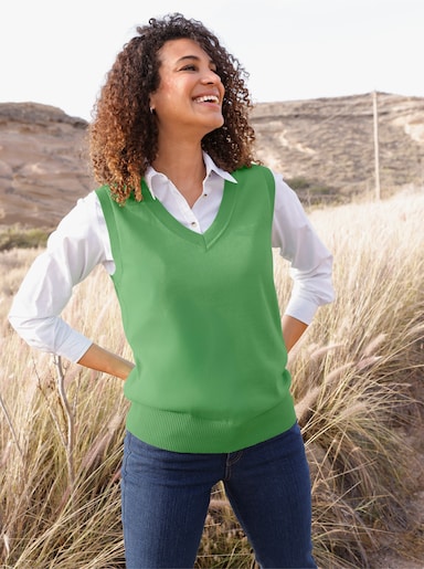 Pullunder mit gerippten Abschlüssen - apfel