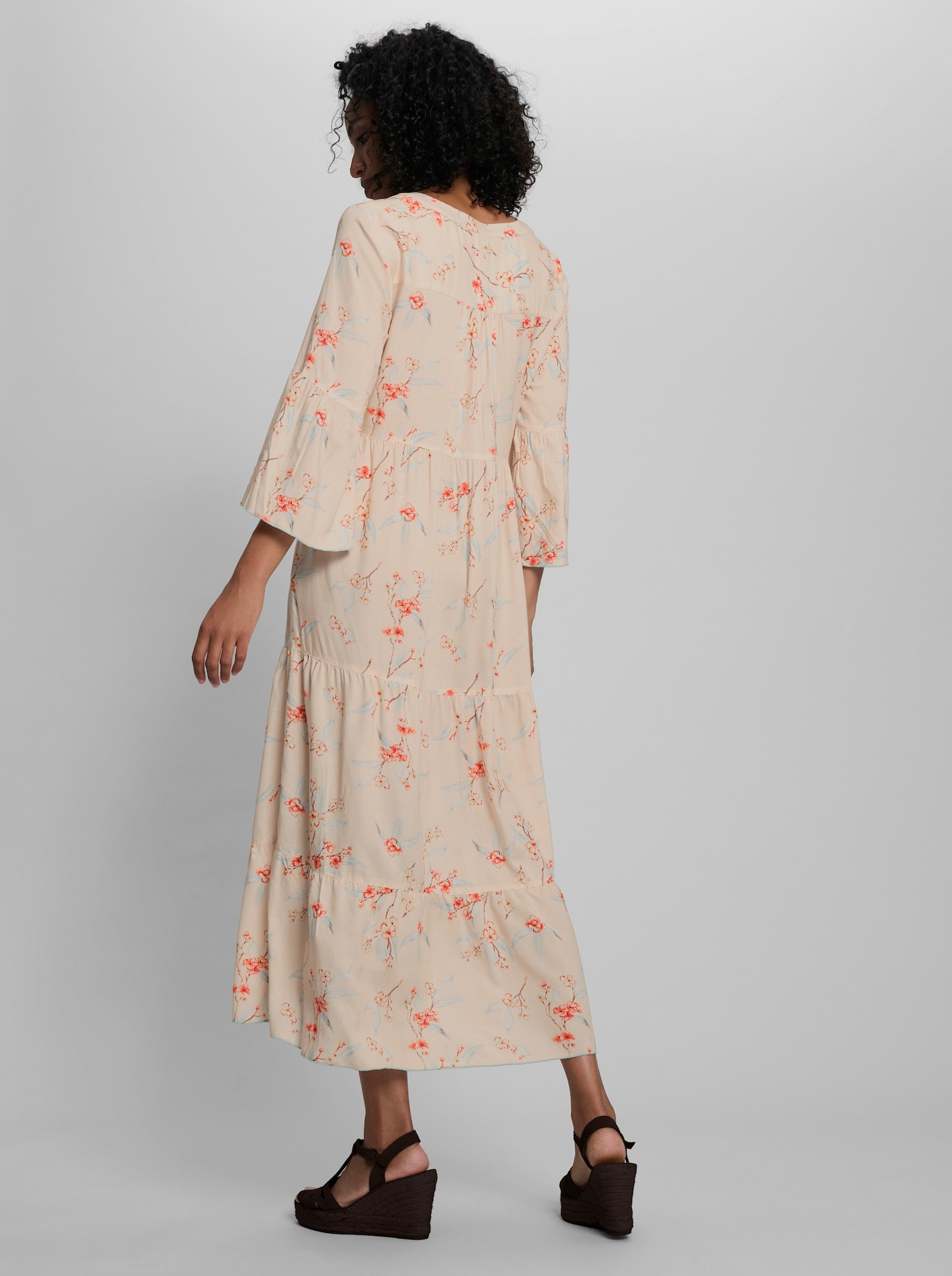 heine Maxikleid mit Trompetenärmeln - elfenbein-mint-bedruckt