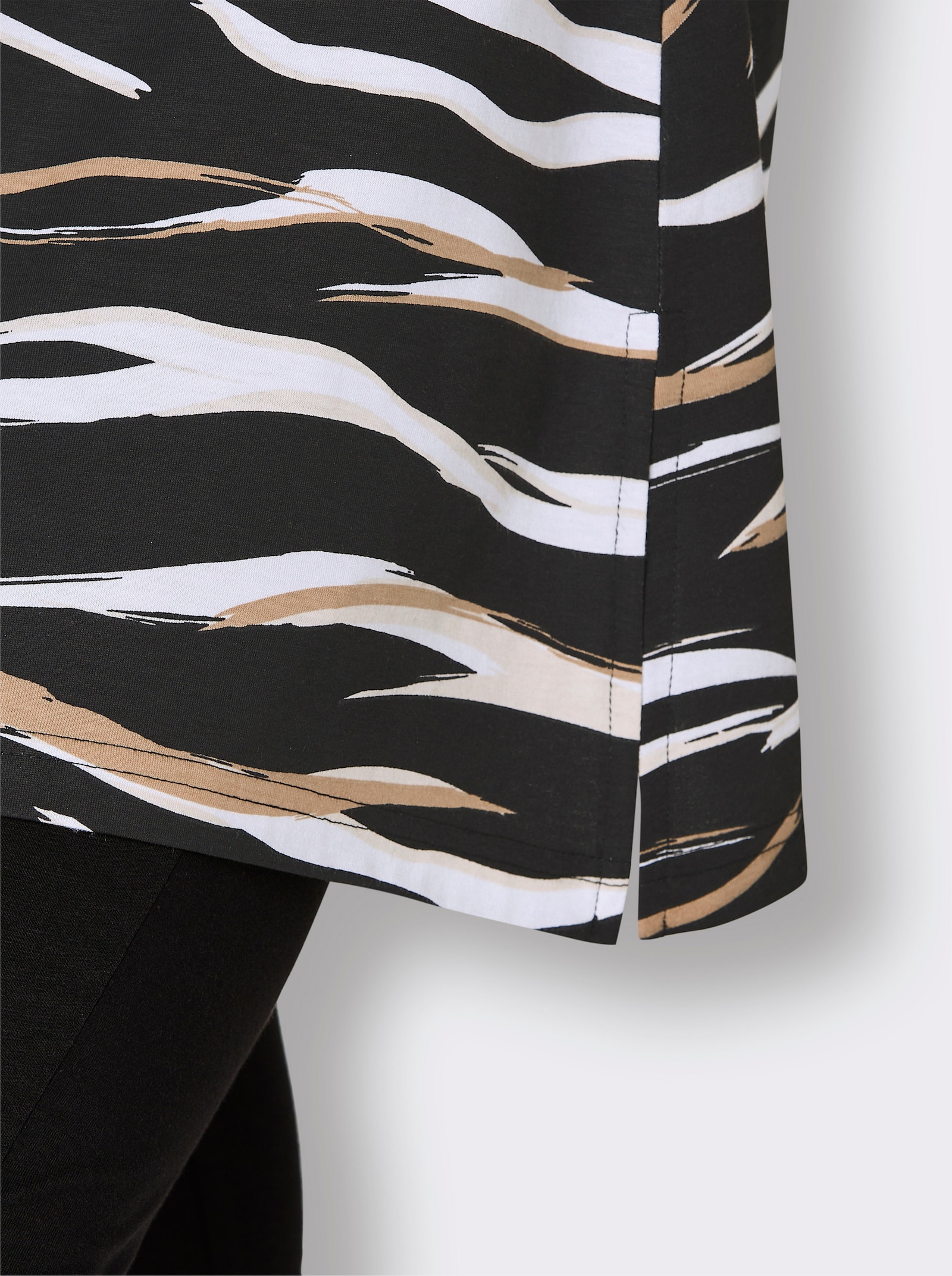 wäschepur Capri-Anzug - schwarz-camel-bedruckt