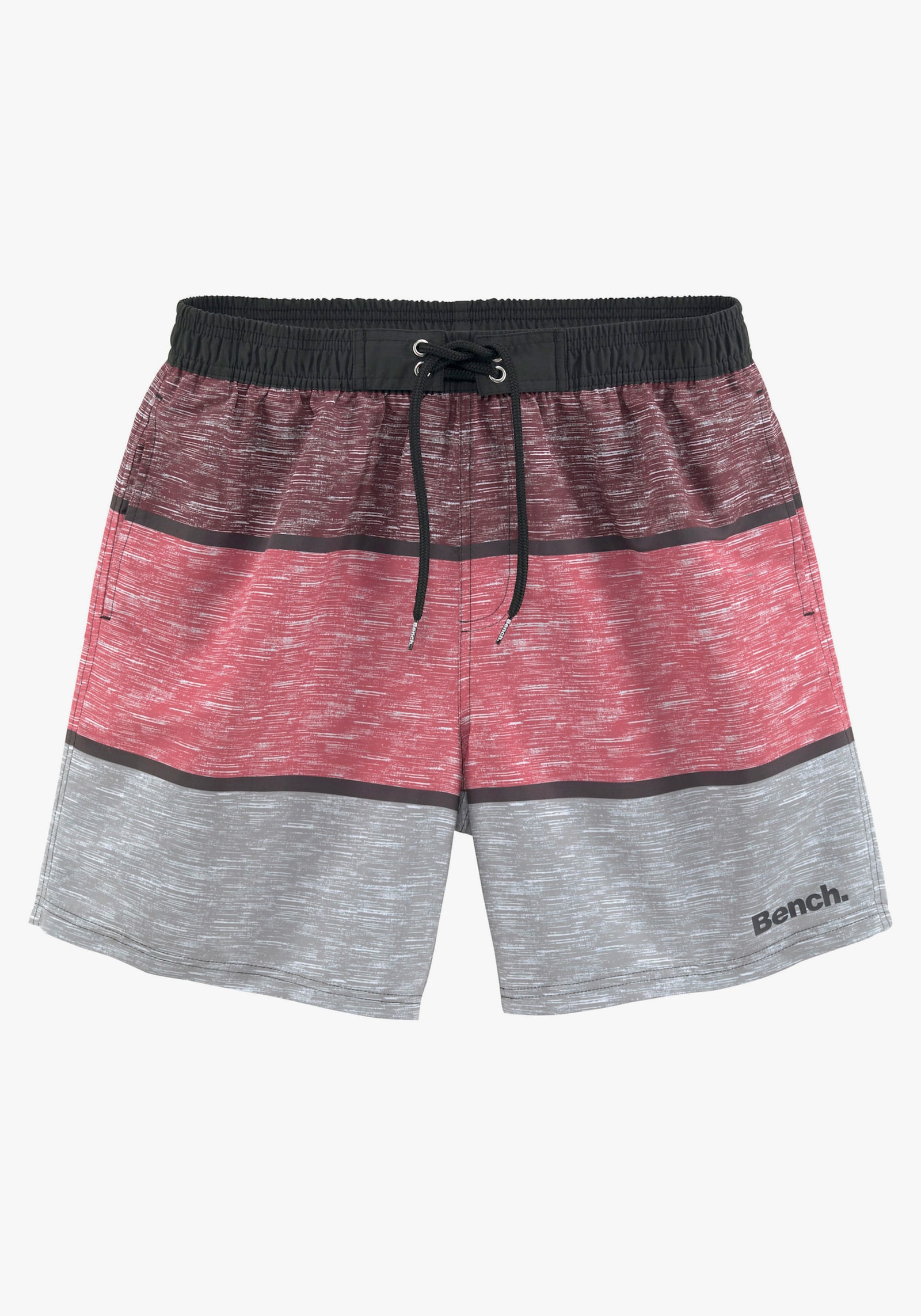 Bench. Badeshorts - schwarz-bordeaux-grau