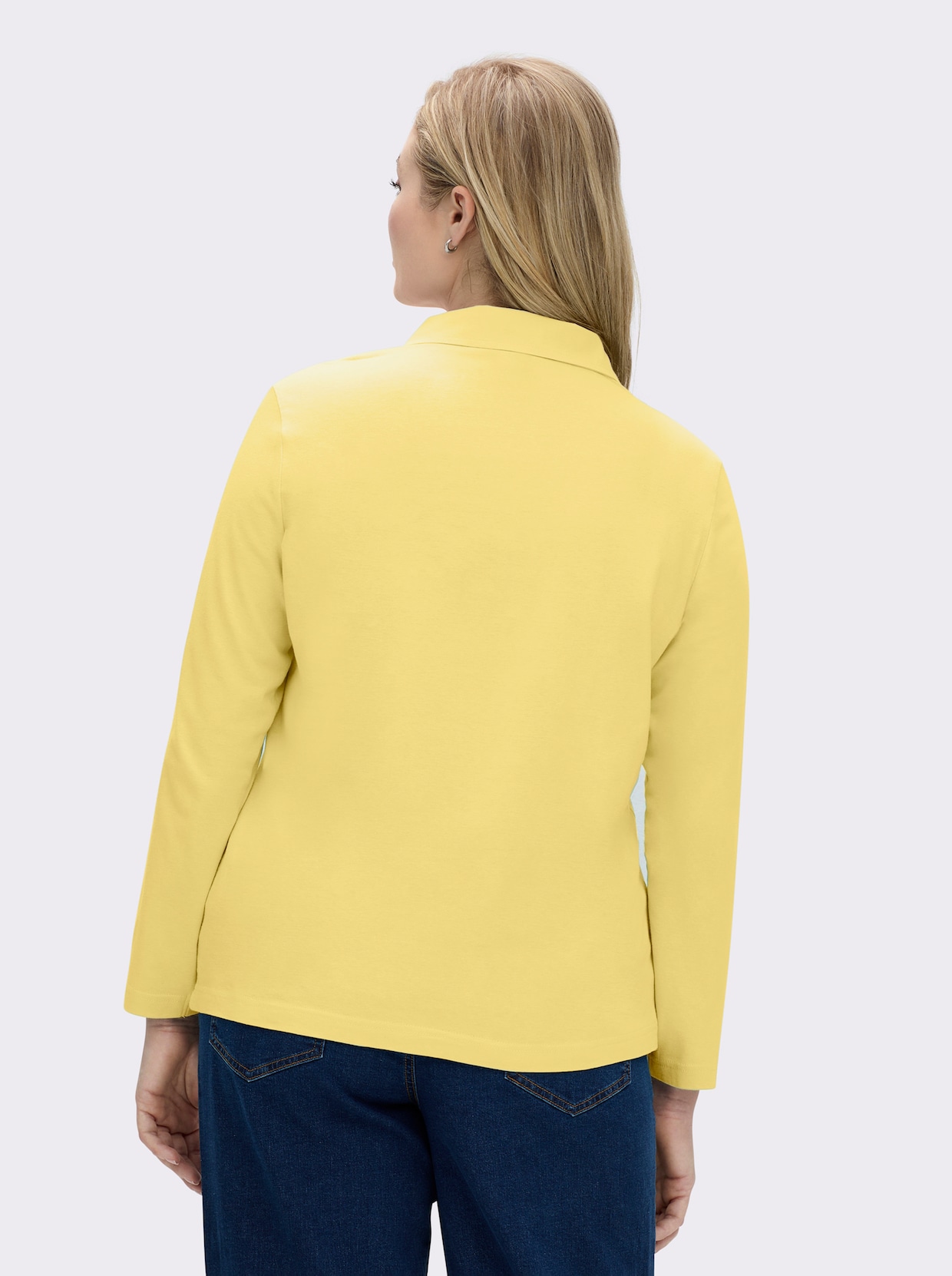 Langarm-Poloshirt in reiner Baumwoll-Qualität - gelb