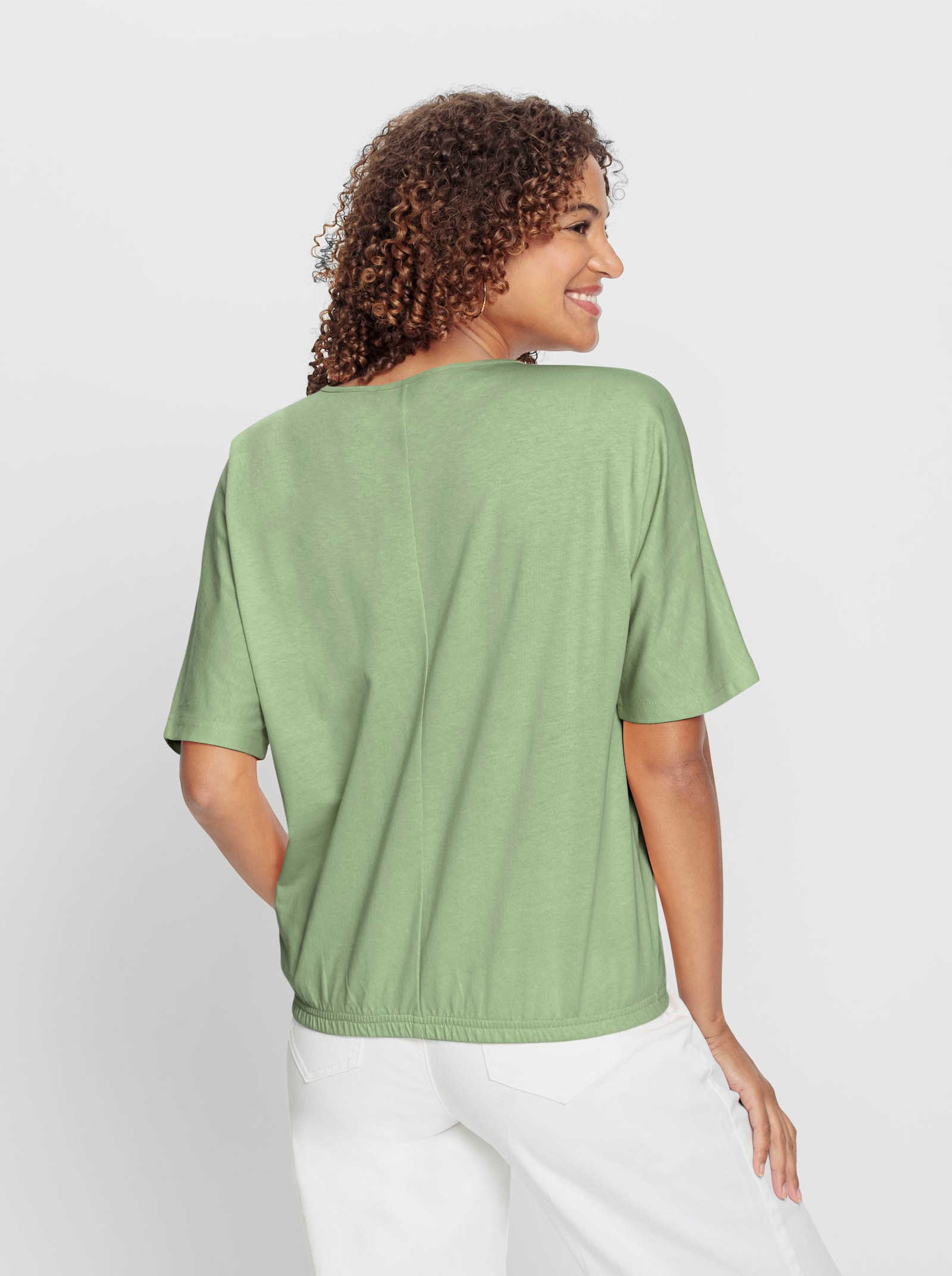 Kurzarmshirt mit Fledermausärmeln - eucalyptus