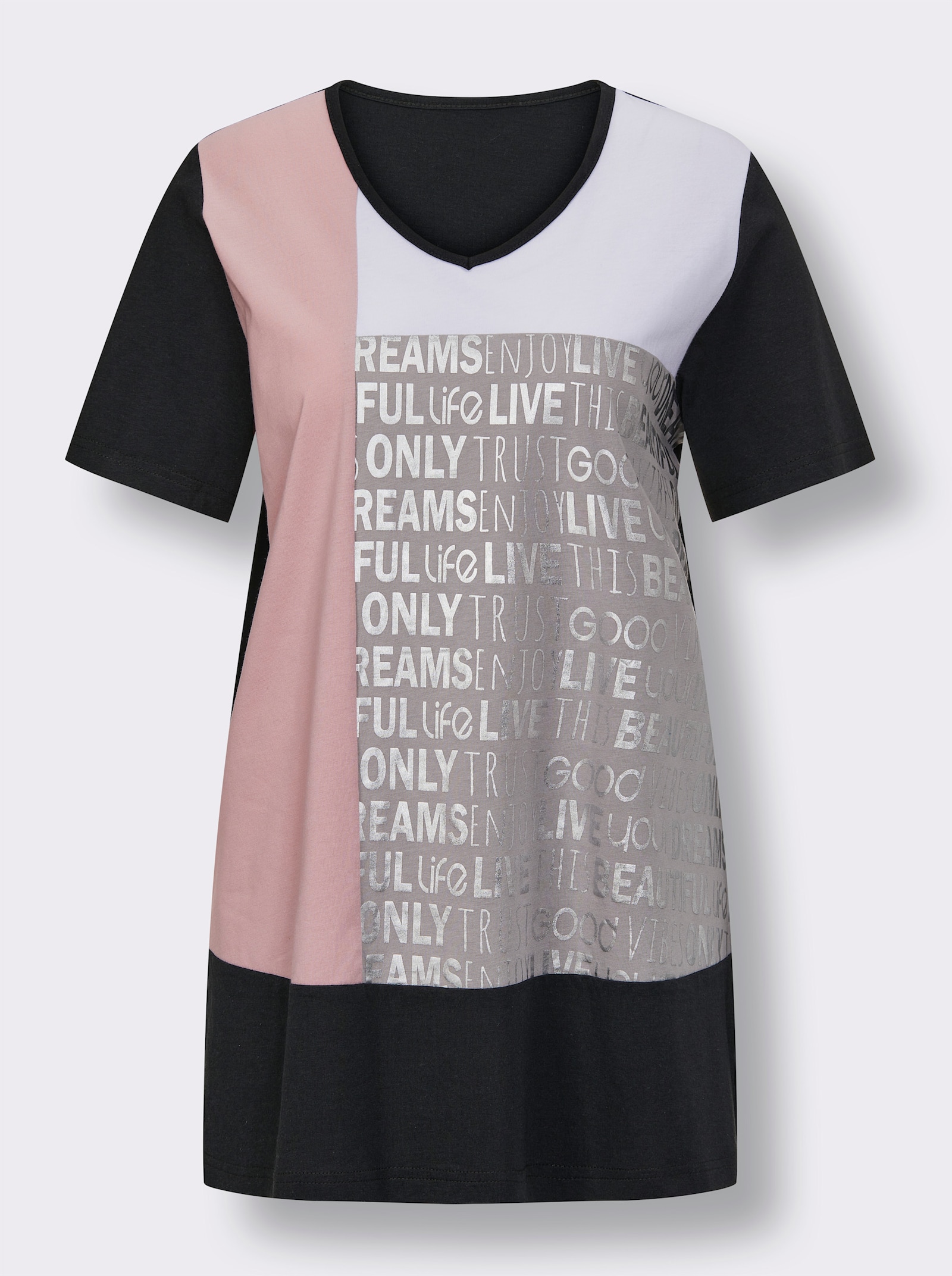 wäschepur Caprianzug mit Colour-Blocking und Galonstreifen - schwarz-hortensie