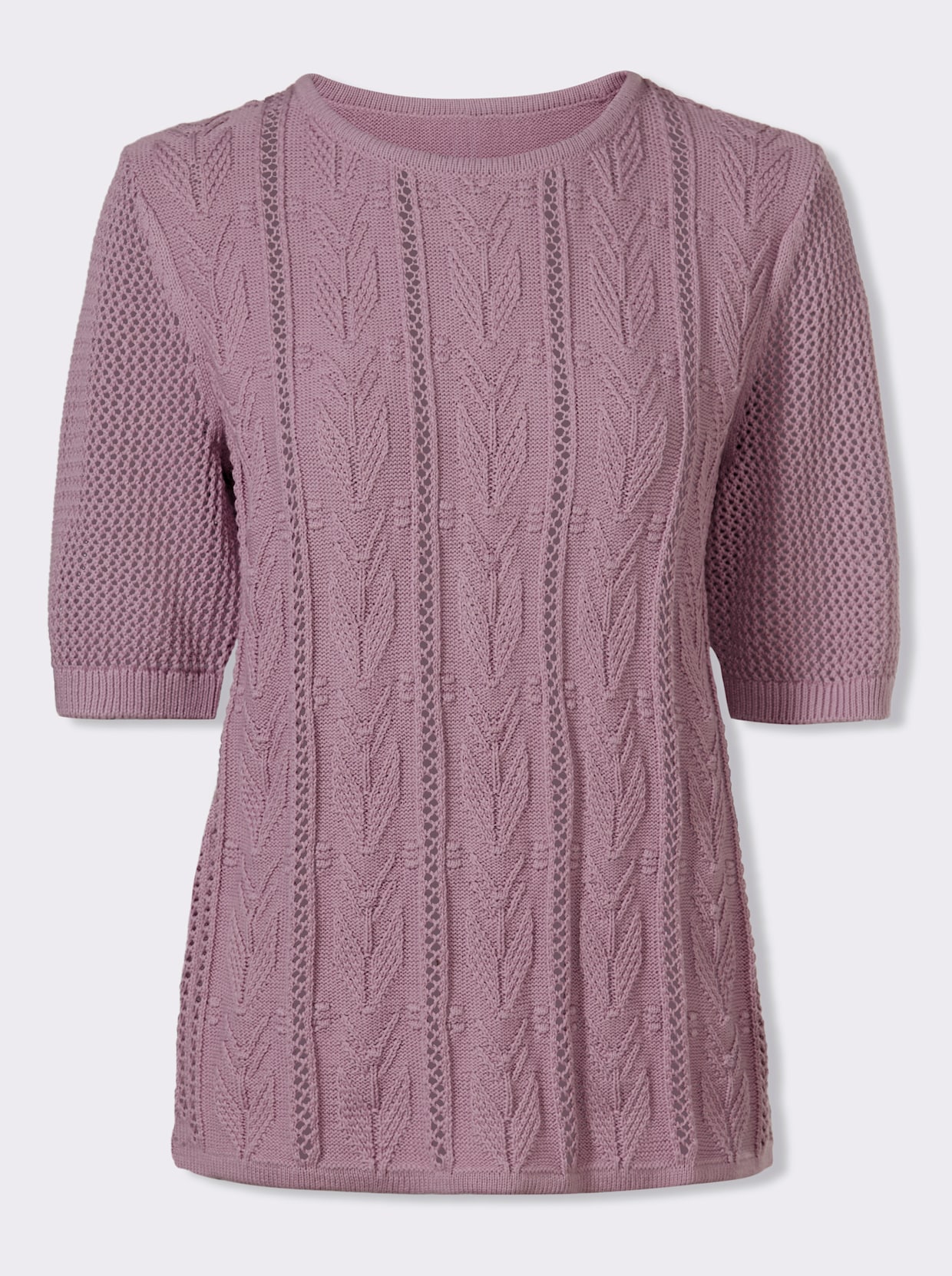 Ajourpullover aus reiner Baumwolle - mauve