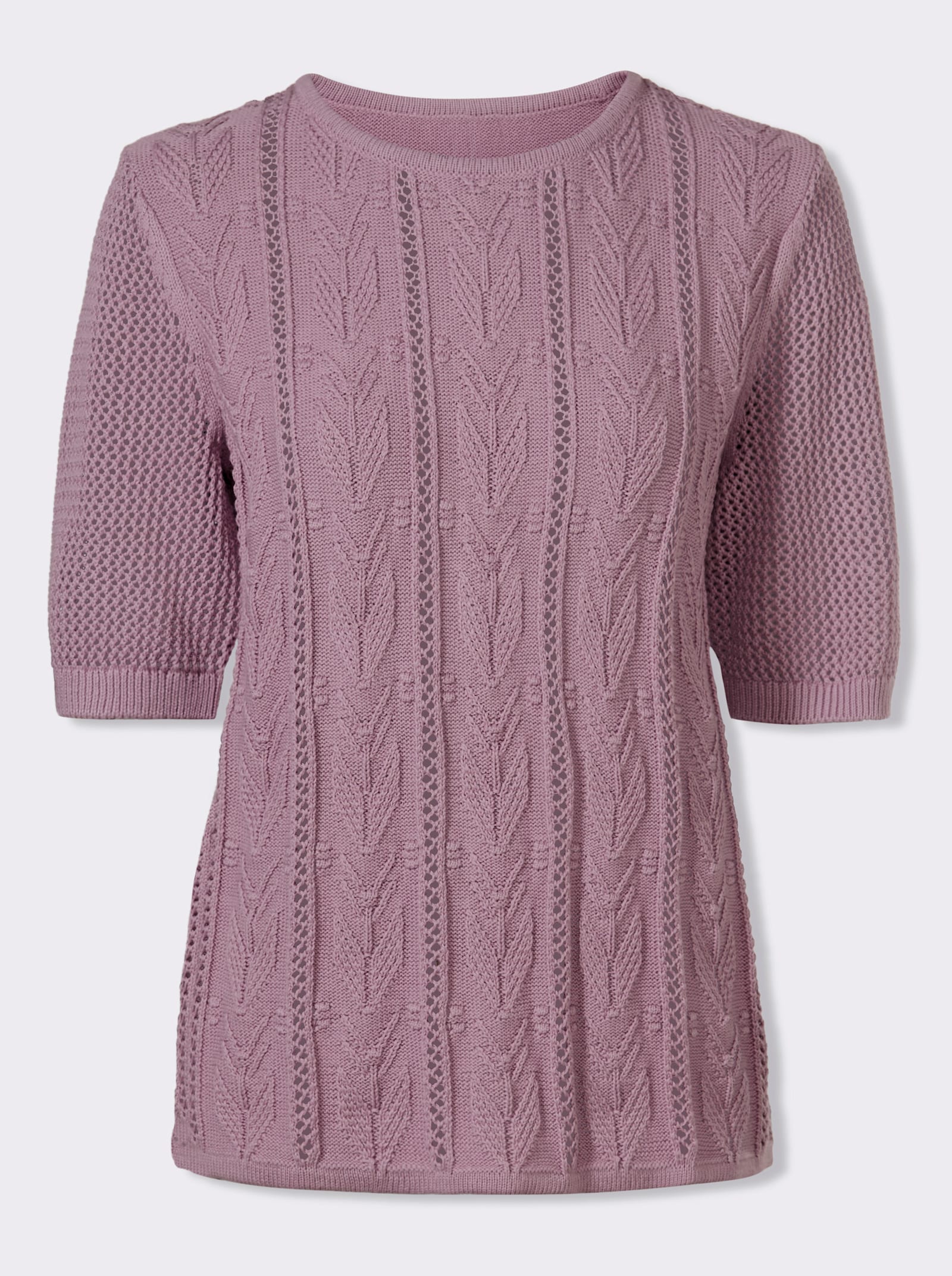 Ajourpullover aus reiner Baumwolle - mauve