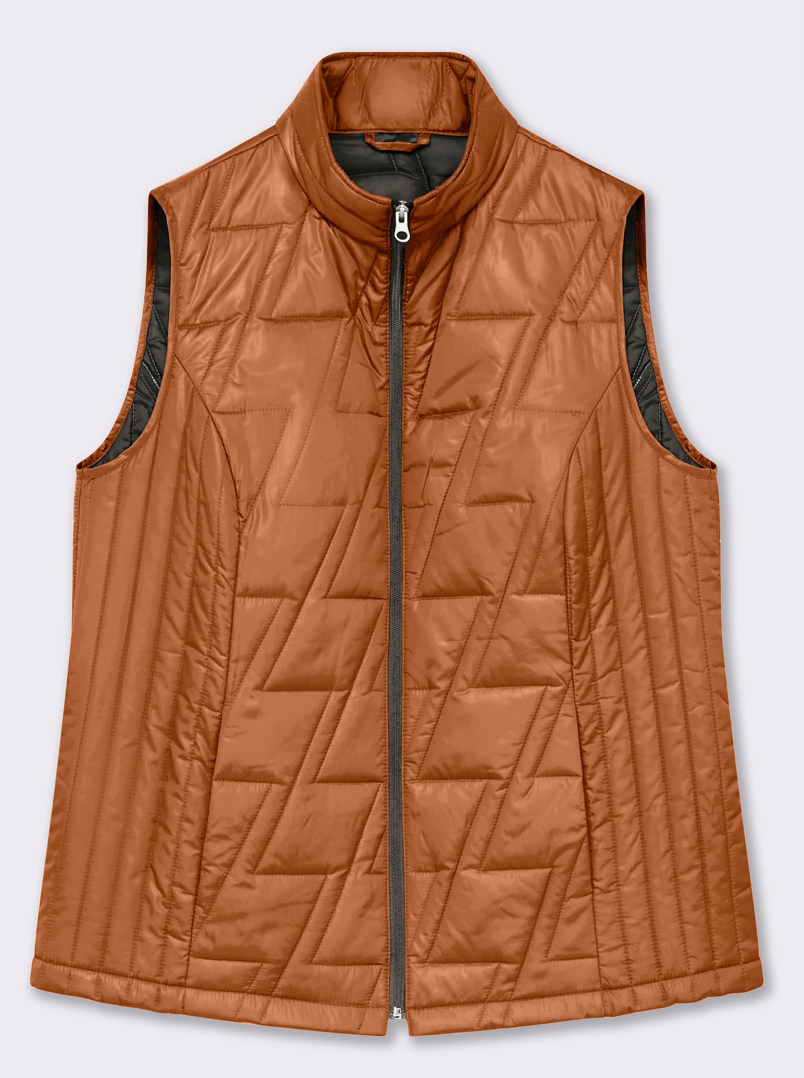 Steppweste mit kontrastfarbigem Futter - cognac