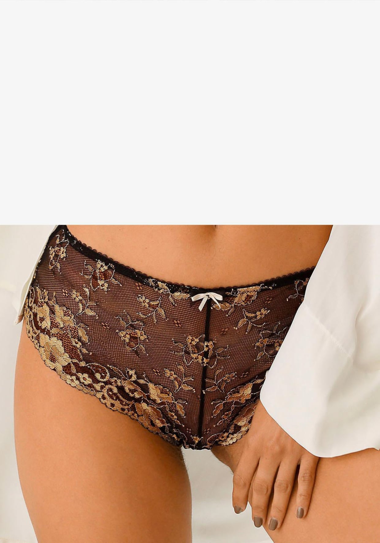 LASCANA Panty - zwart/goudkleur