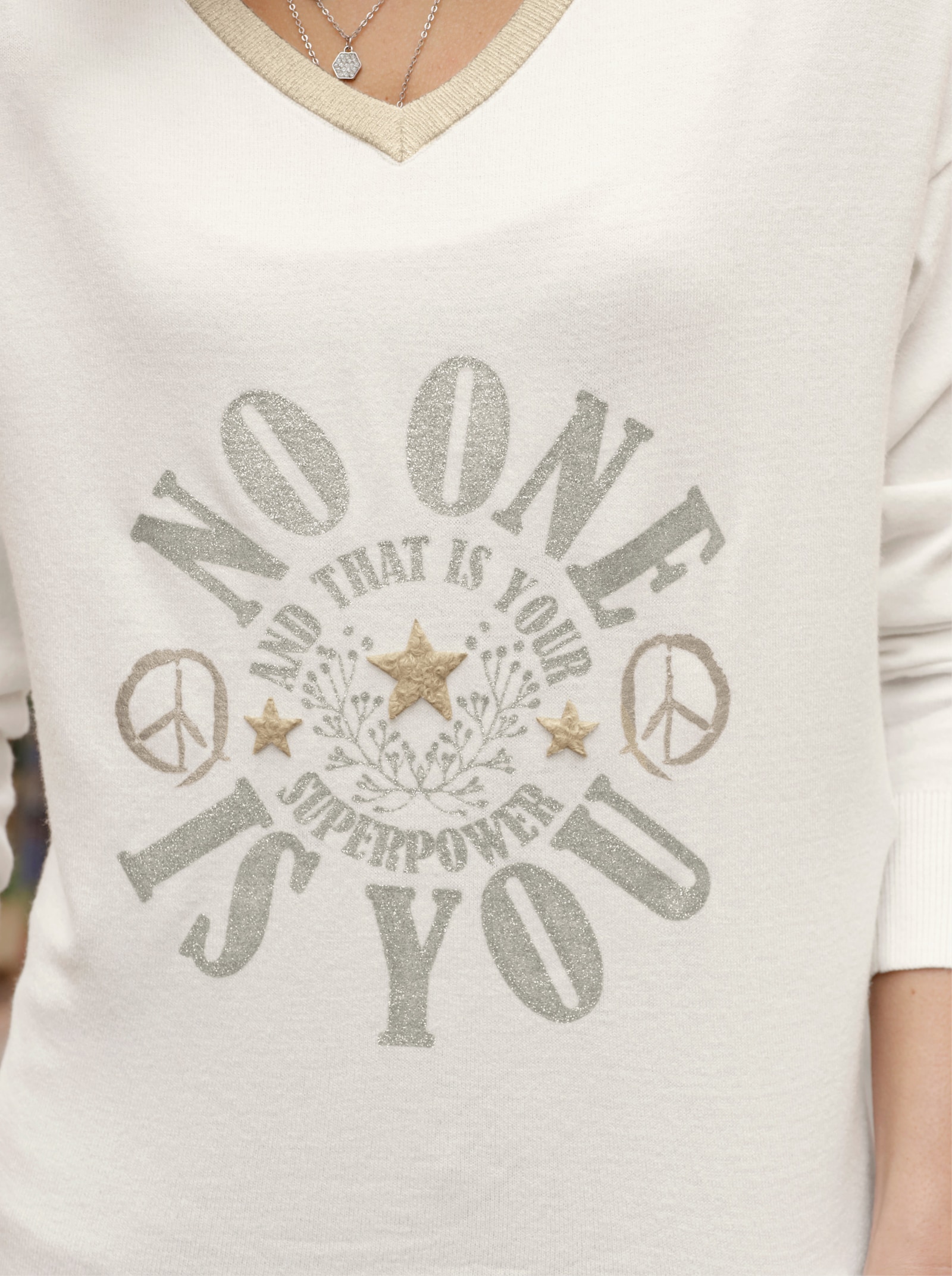 heine Pullover van fijntricot met glittergaren - ecru