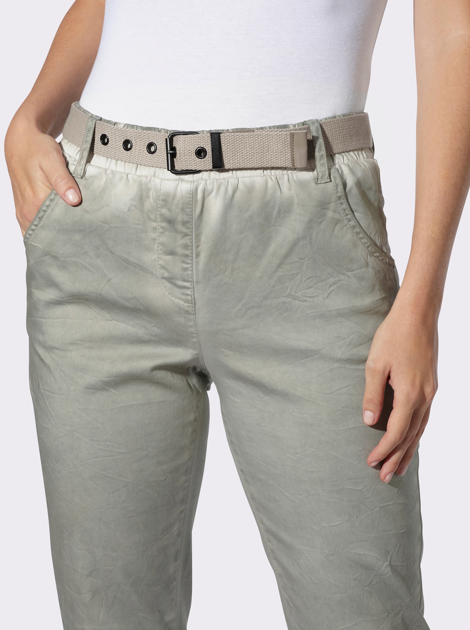 heine Hose mit Gürtel - khaki