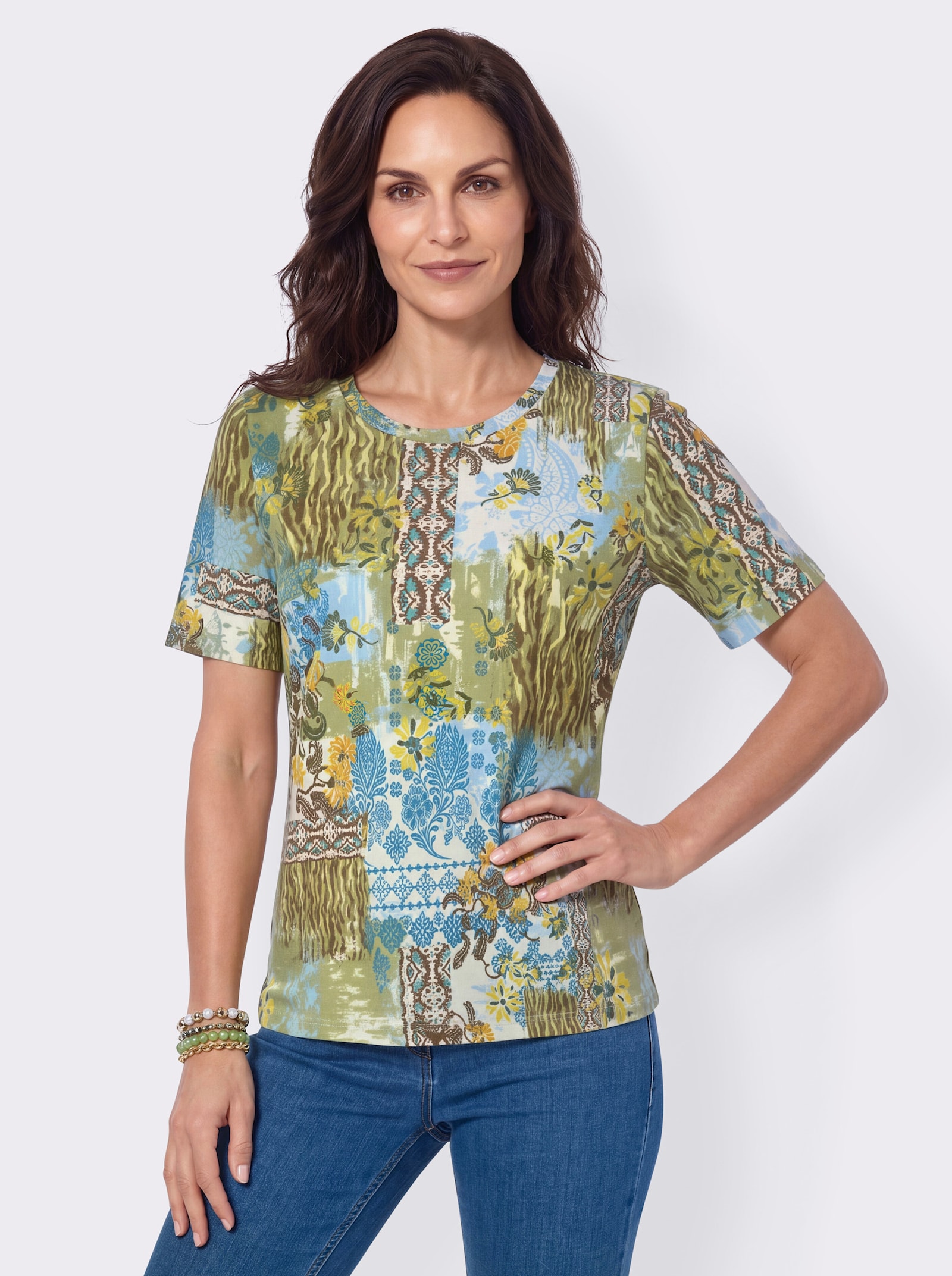 Print-Shirt aus reiner Baumwolle - schilf-bedruckt