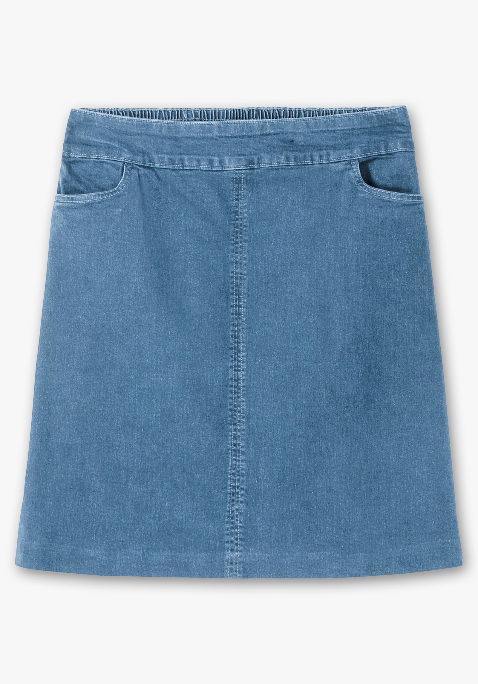 Jeansrock mit hoher Bundpatte - blue-bleached