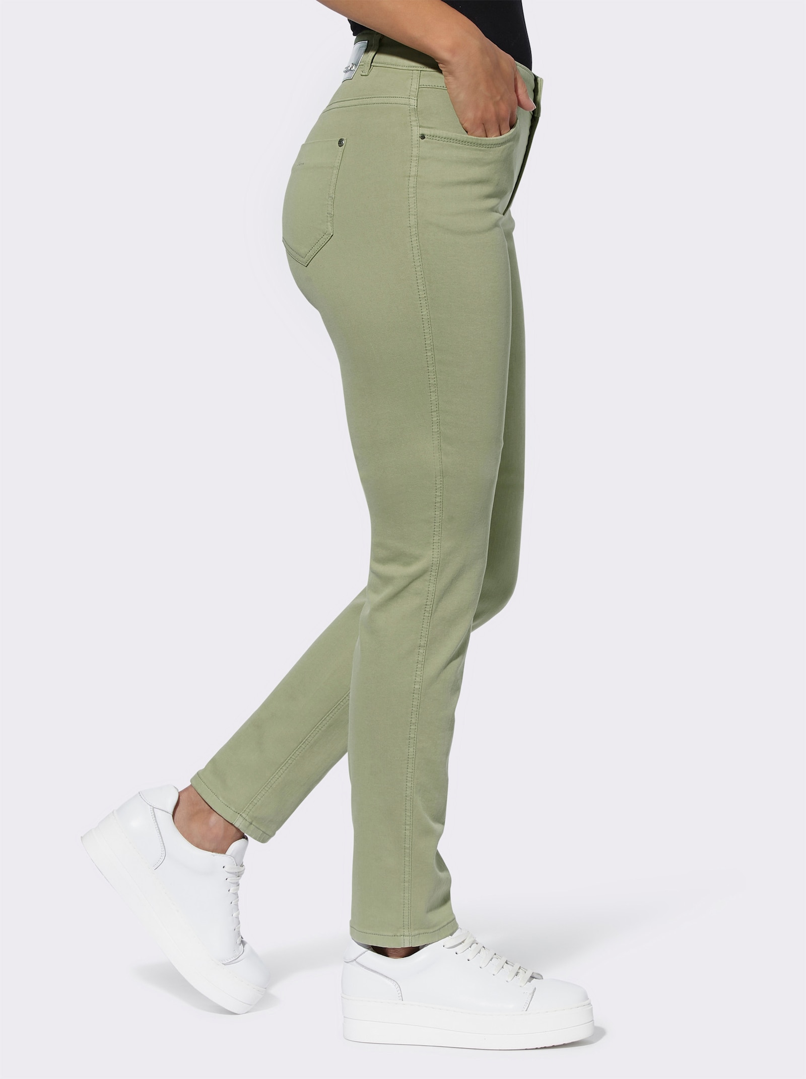 Ascari Stretch-Jeans in Röhren-Form - schilf